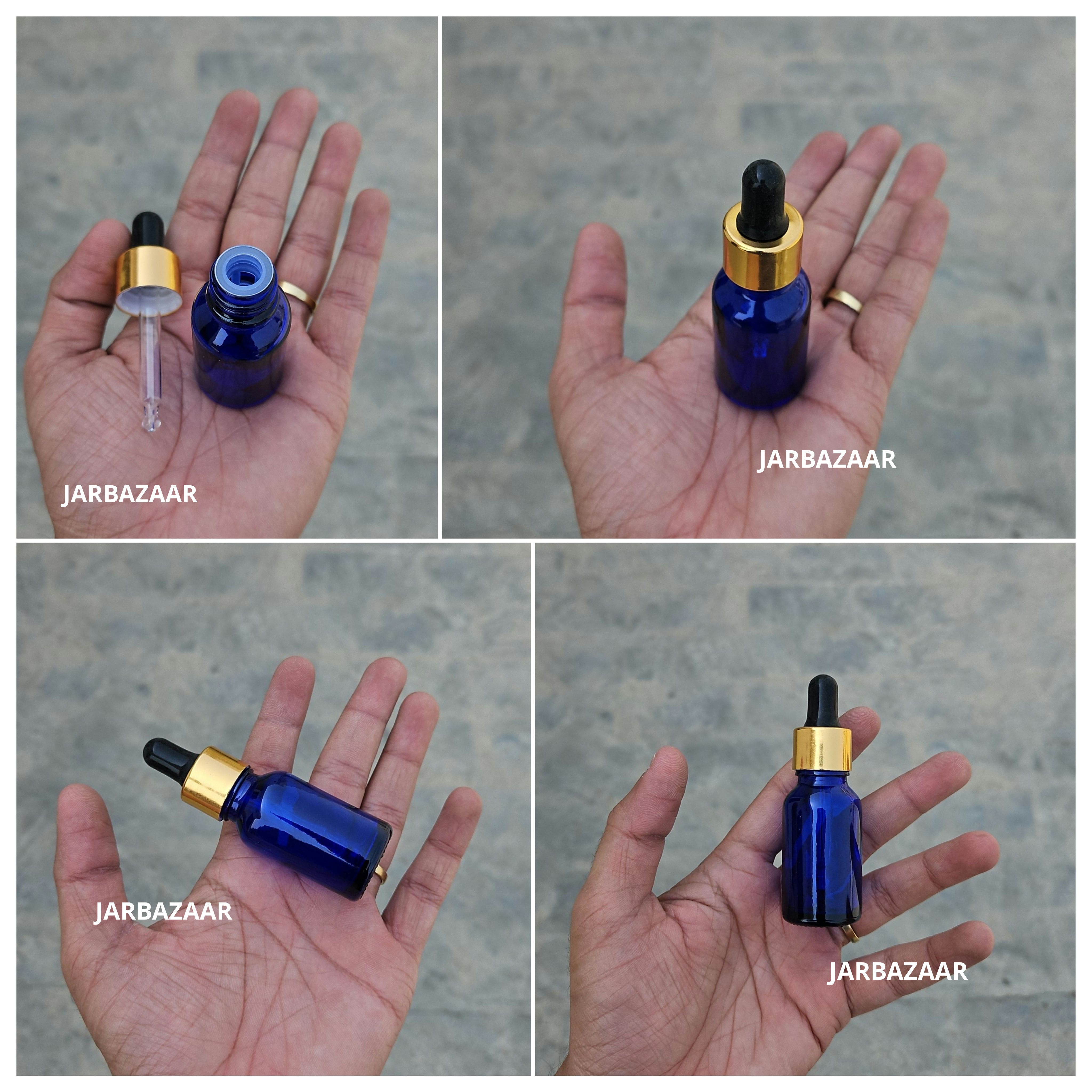 15 ML Blue Glass Dropper Bottles