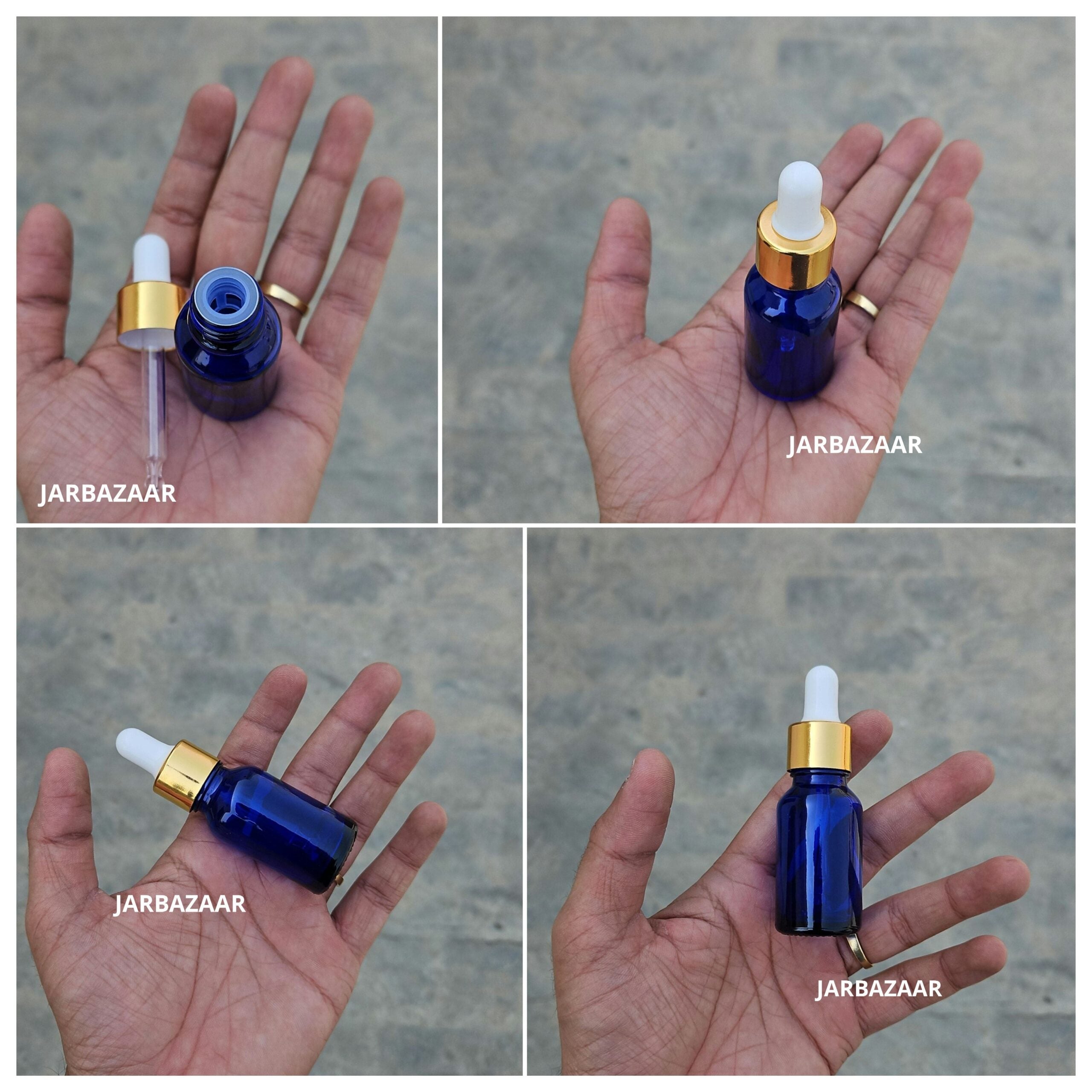 15 ML Blue Glass Dropper Bottles