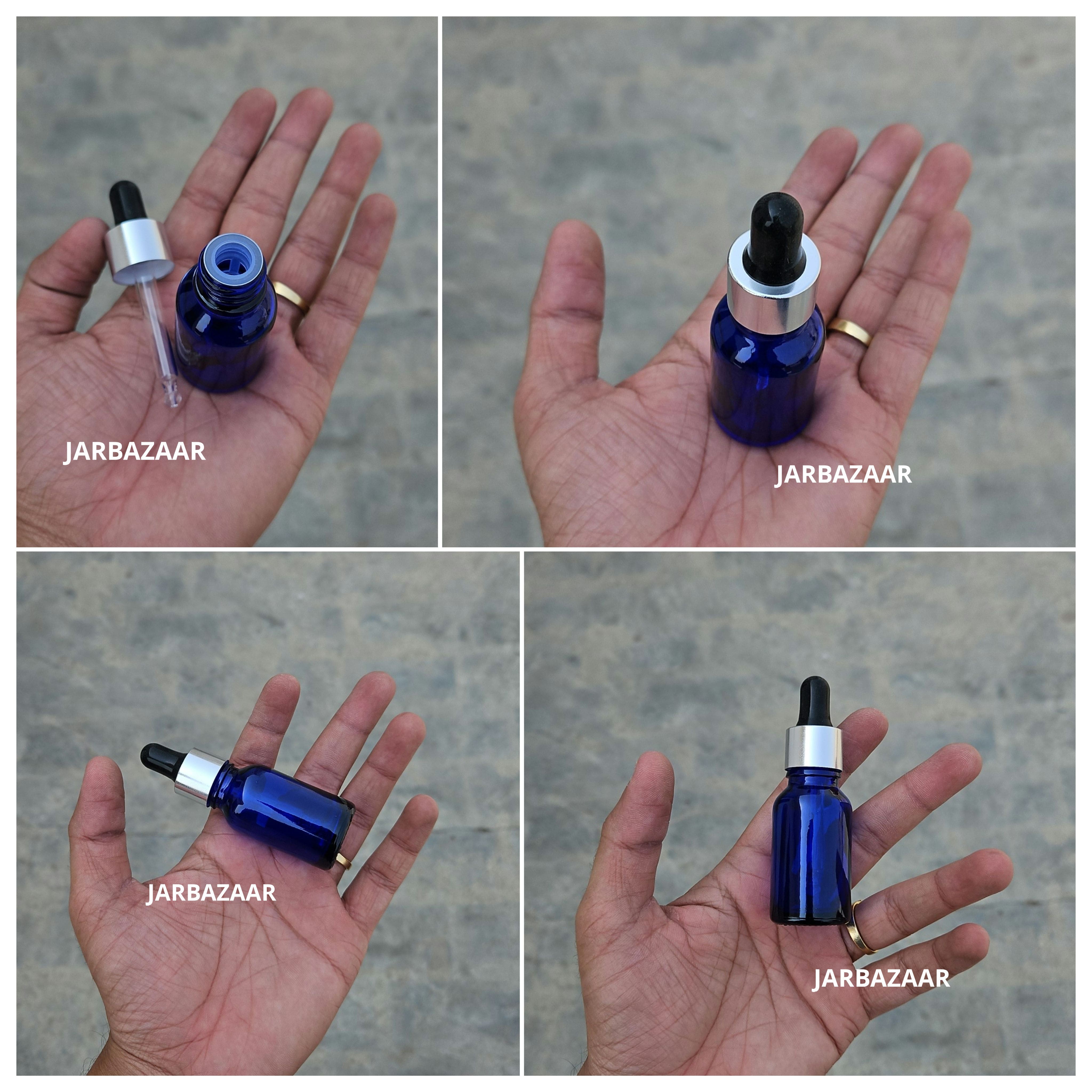 15 ML Blue Glass Dropper Bottles