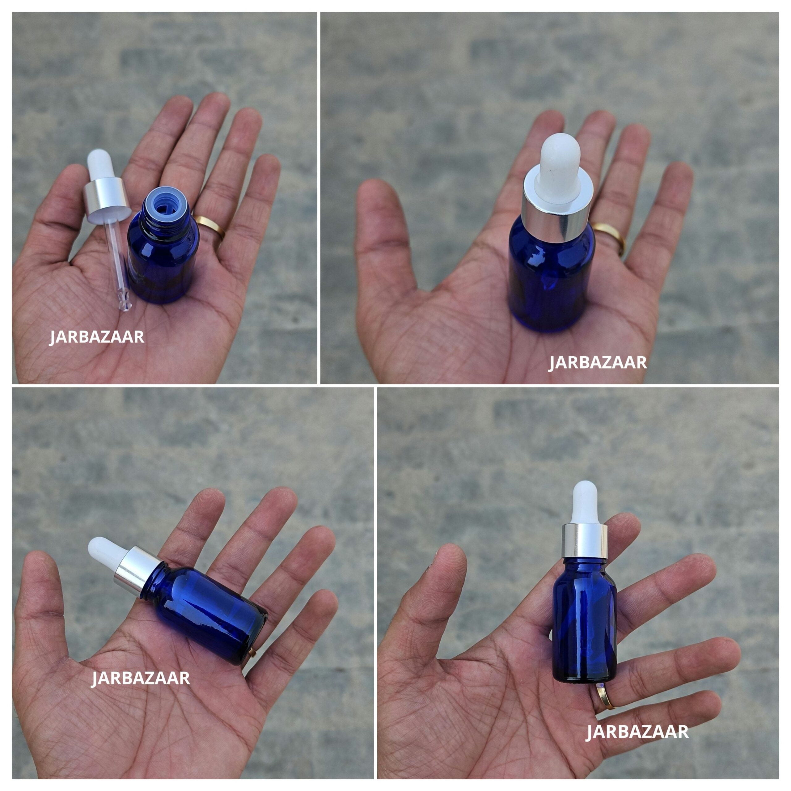 15 ML Blue Glass Dropper Bottles