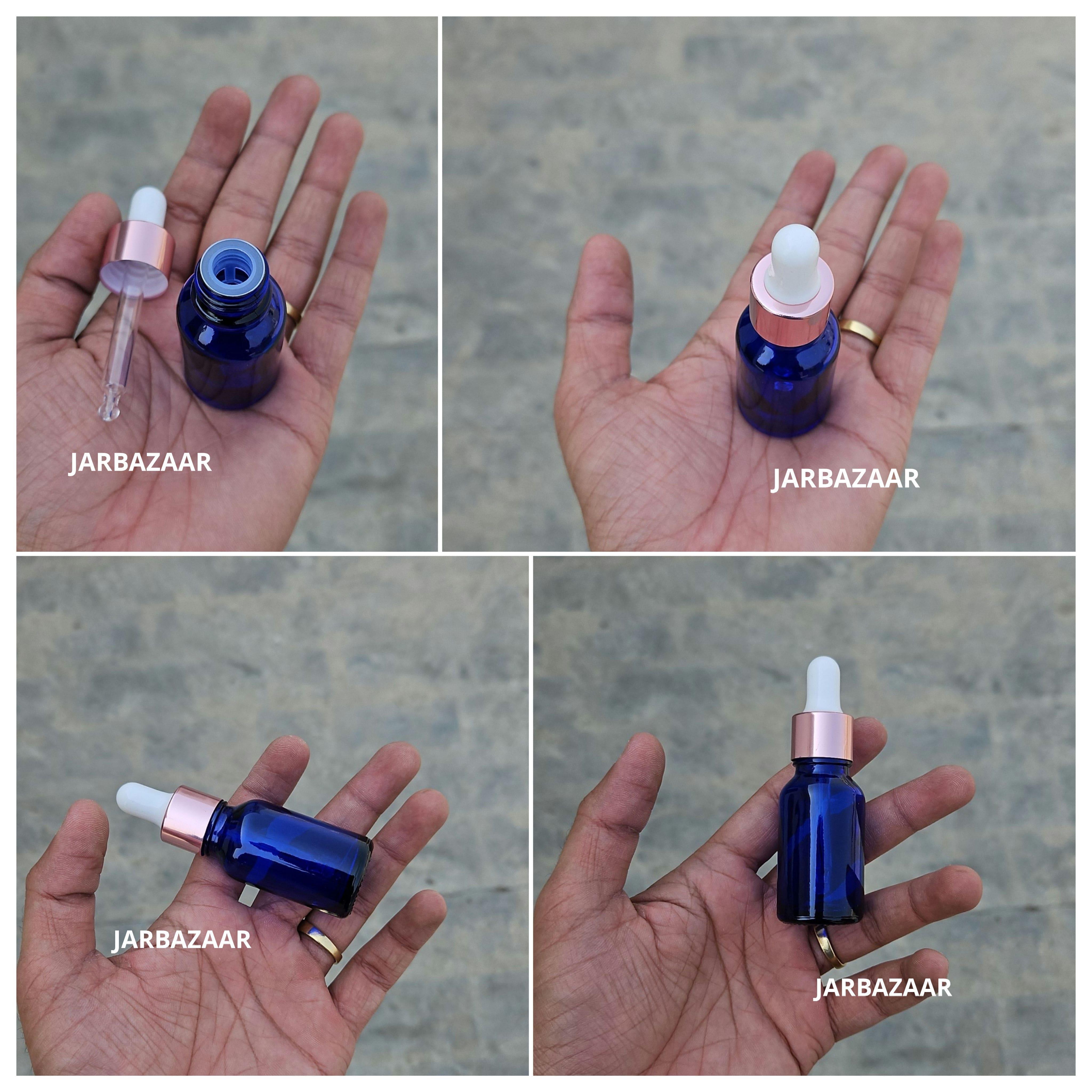 15 ML Blue Glass Dropper Bottles