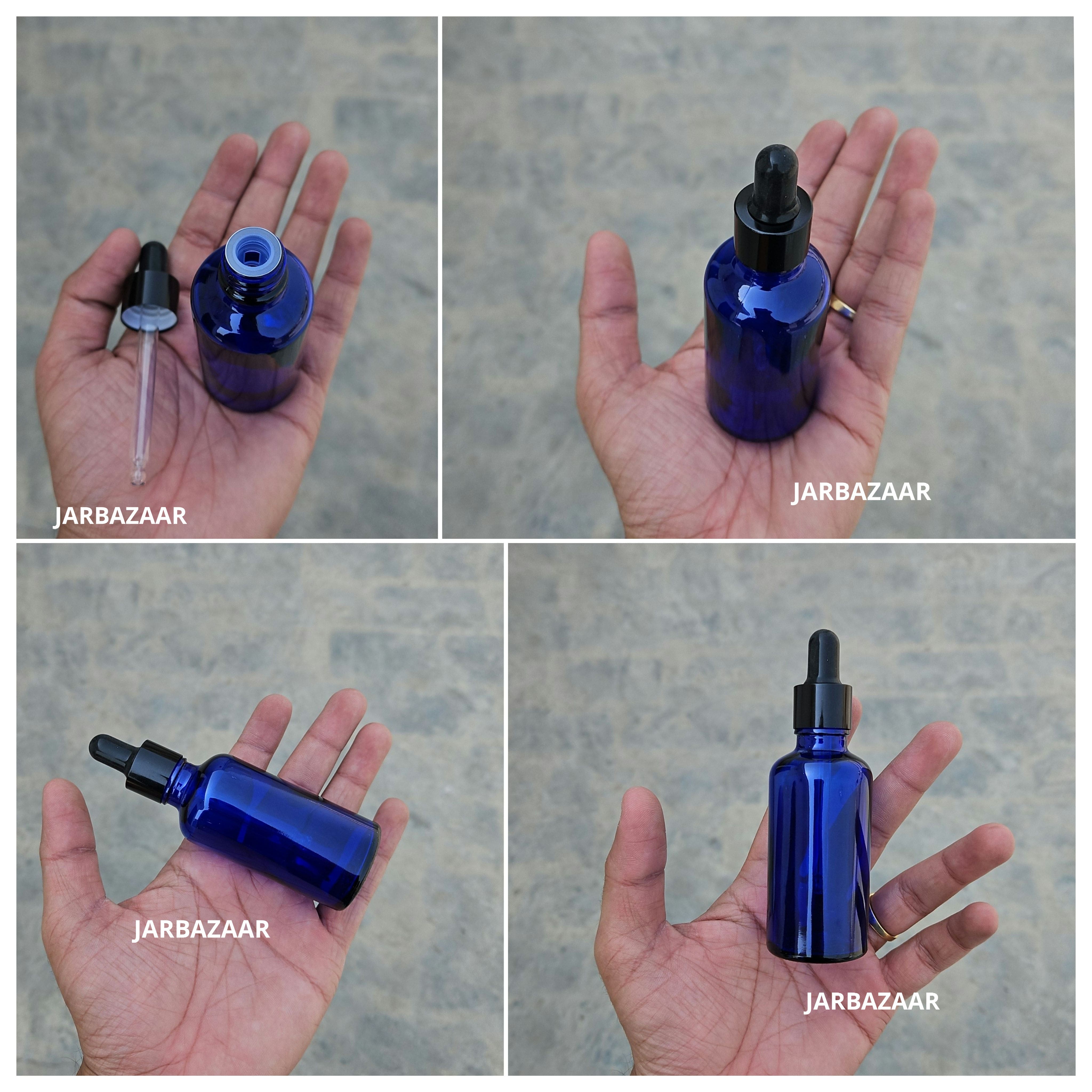 50 ML Blue Glass Dropper Bottles