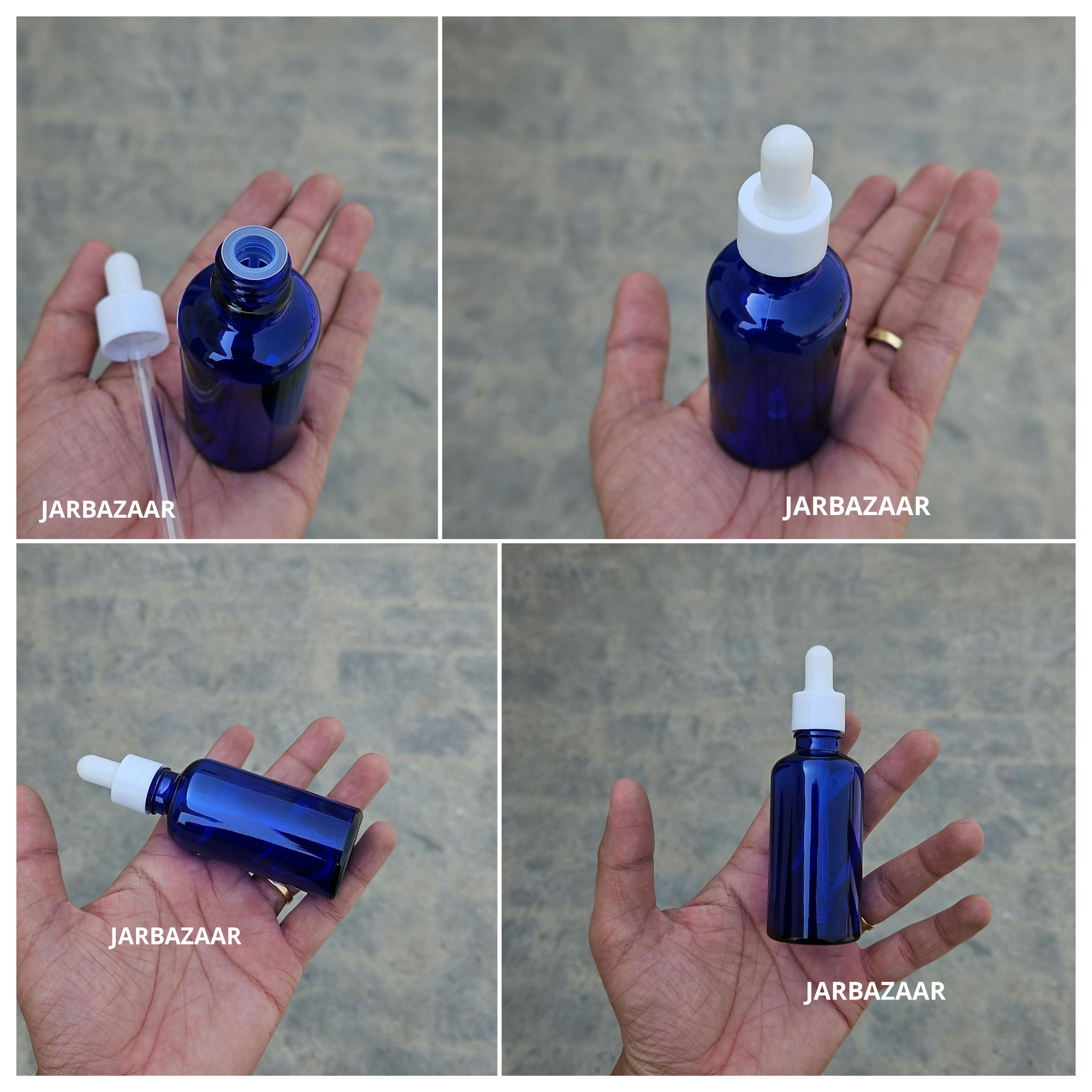 50 ML Blue Glass Dropper Bottles