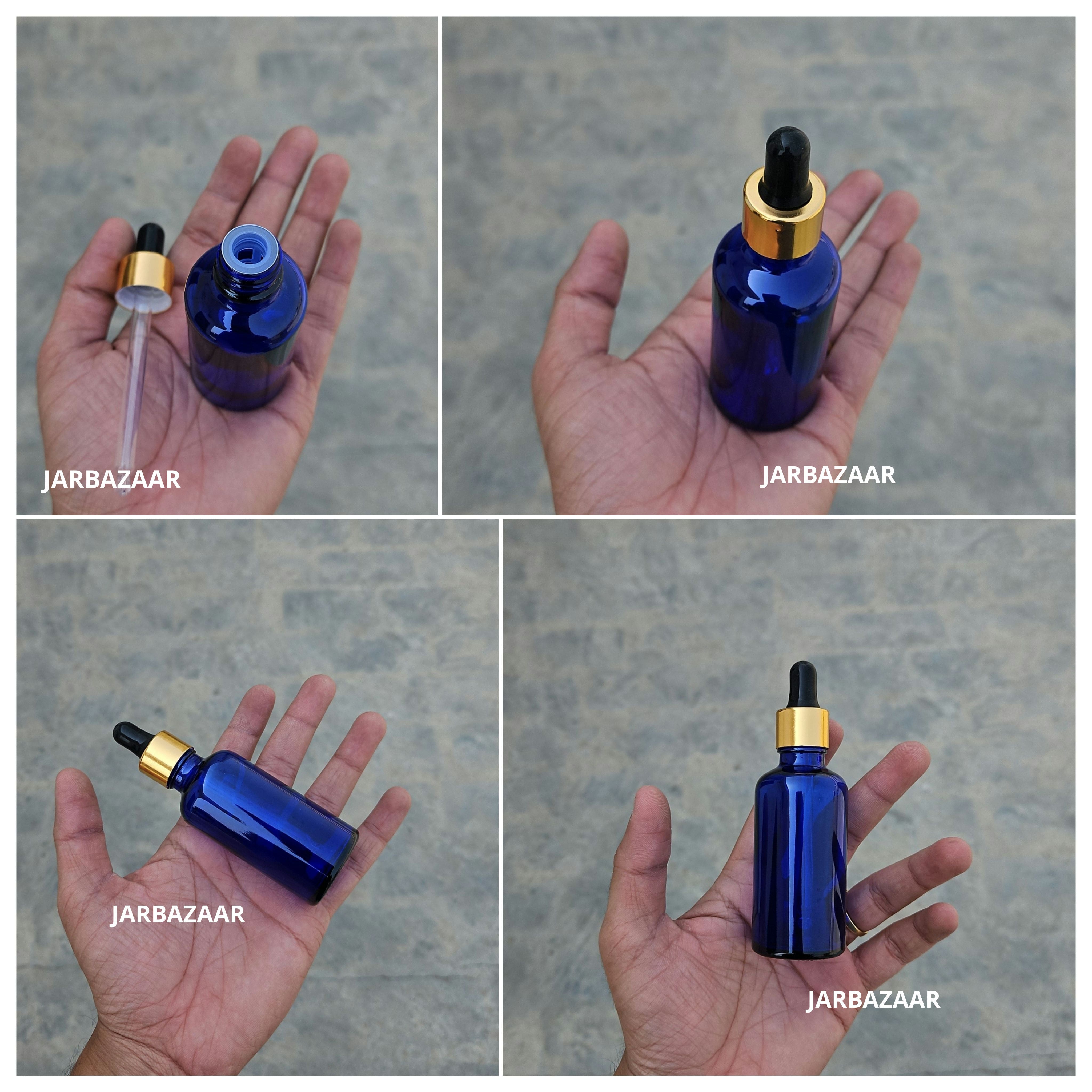 50 ML Blue Glass Dropper Bottles