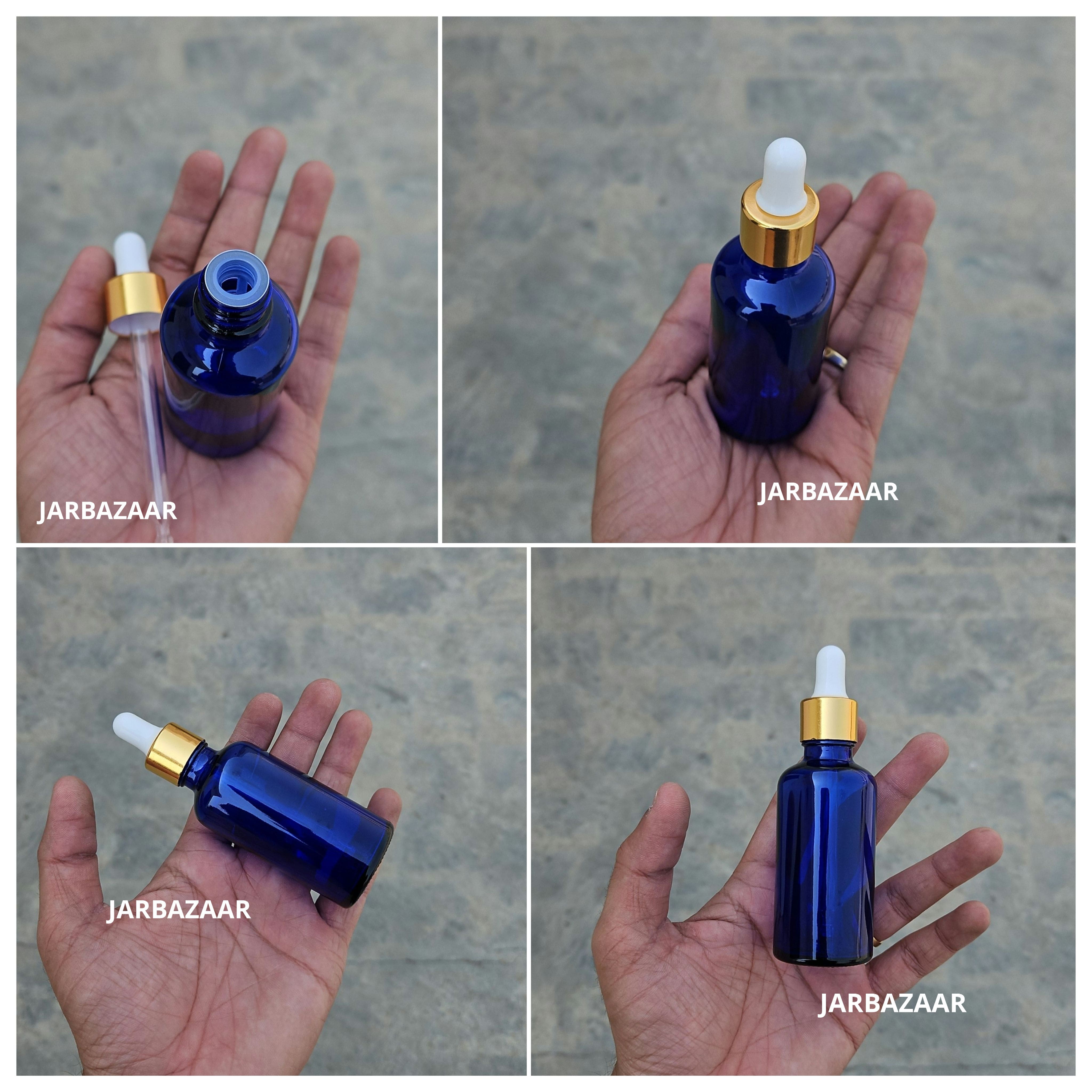 50 ML Blue Glass Dropper Bottles