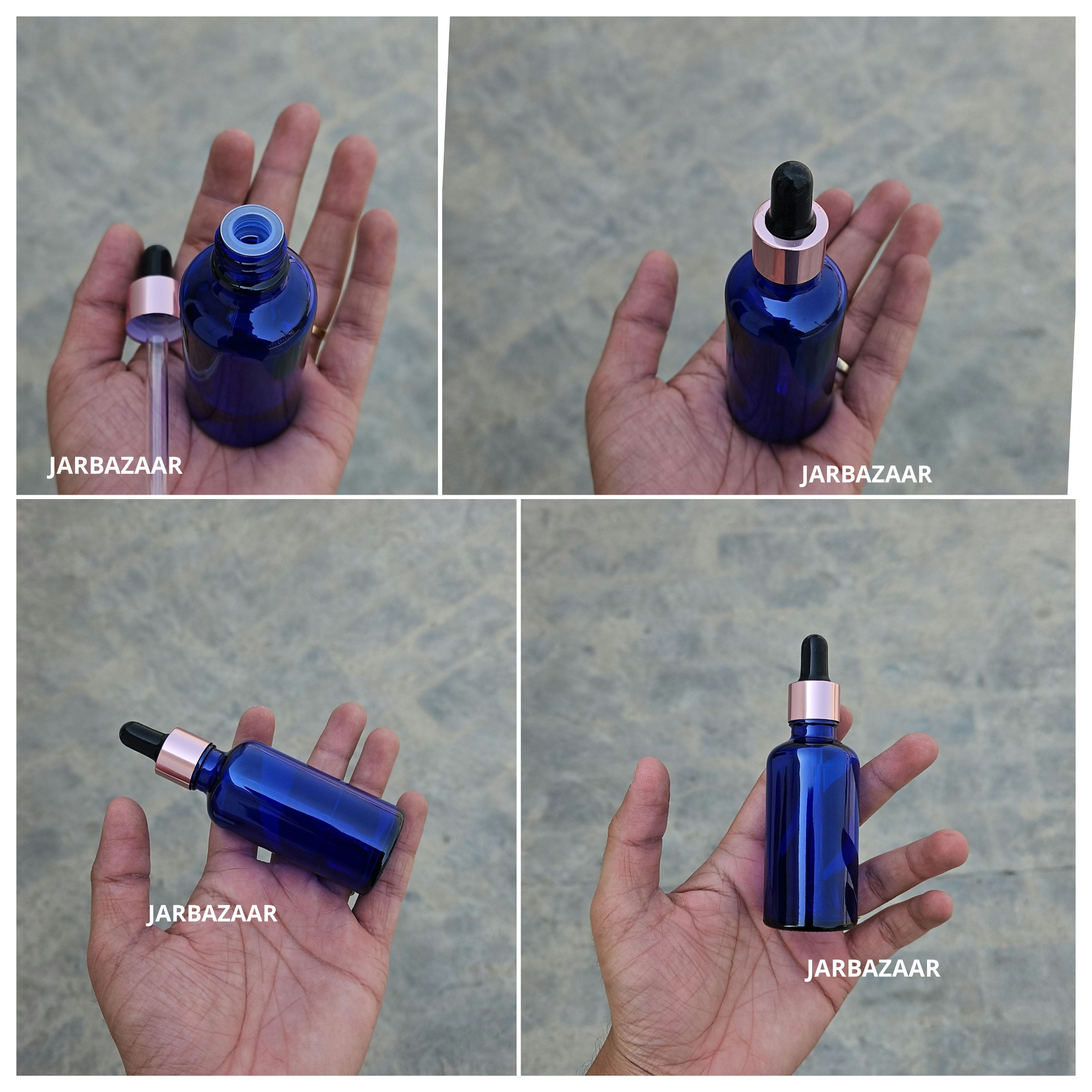 50 ML Blue Glass Dropper Bottles
