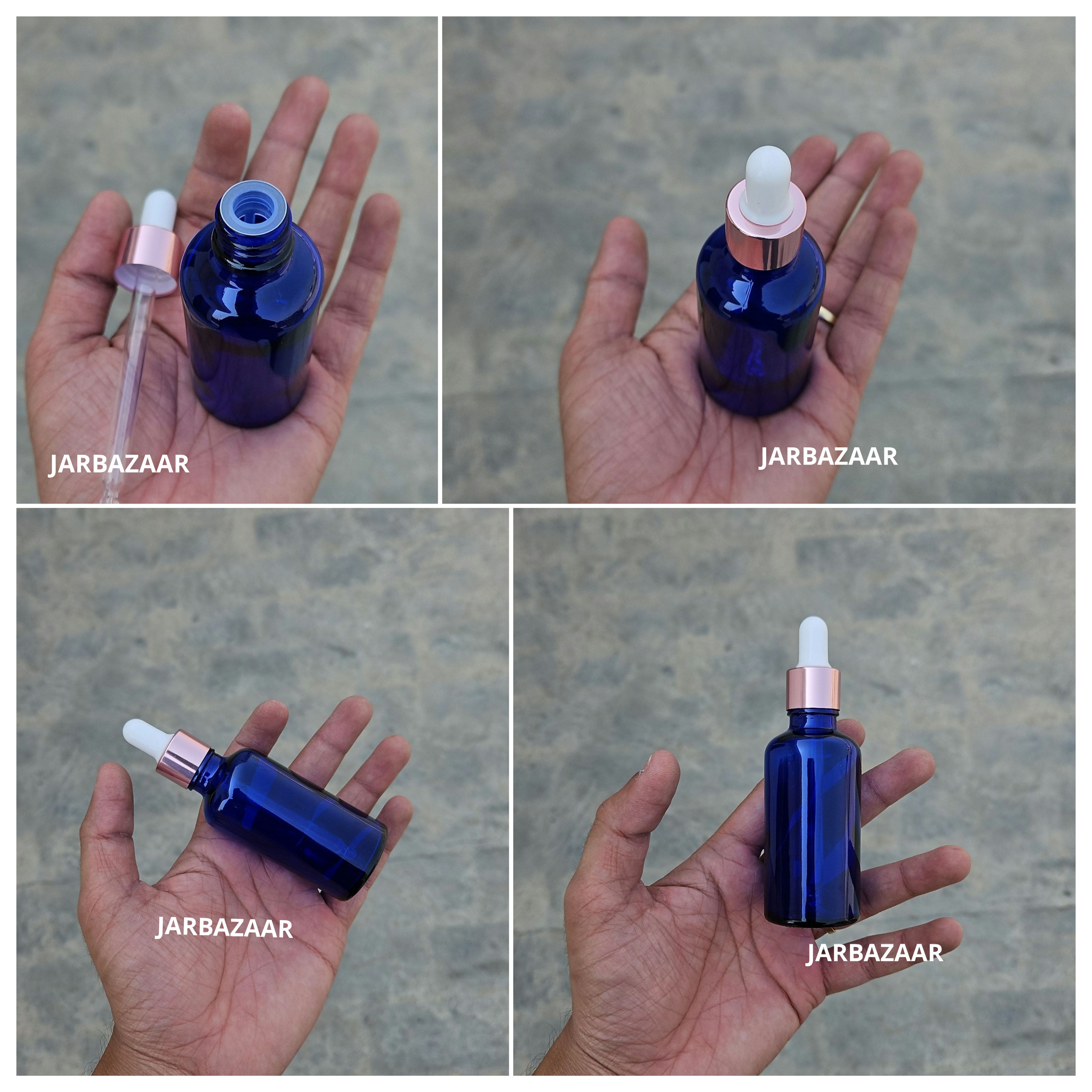 50 ML Blue Glass Dropper Bottles