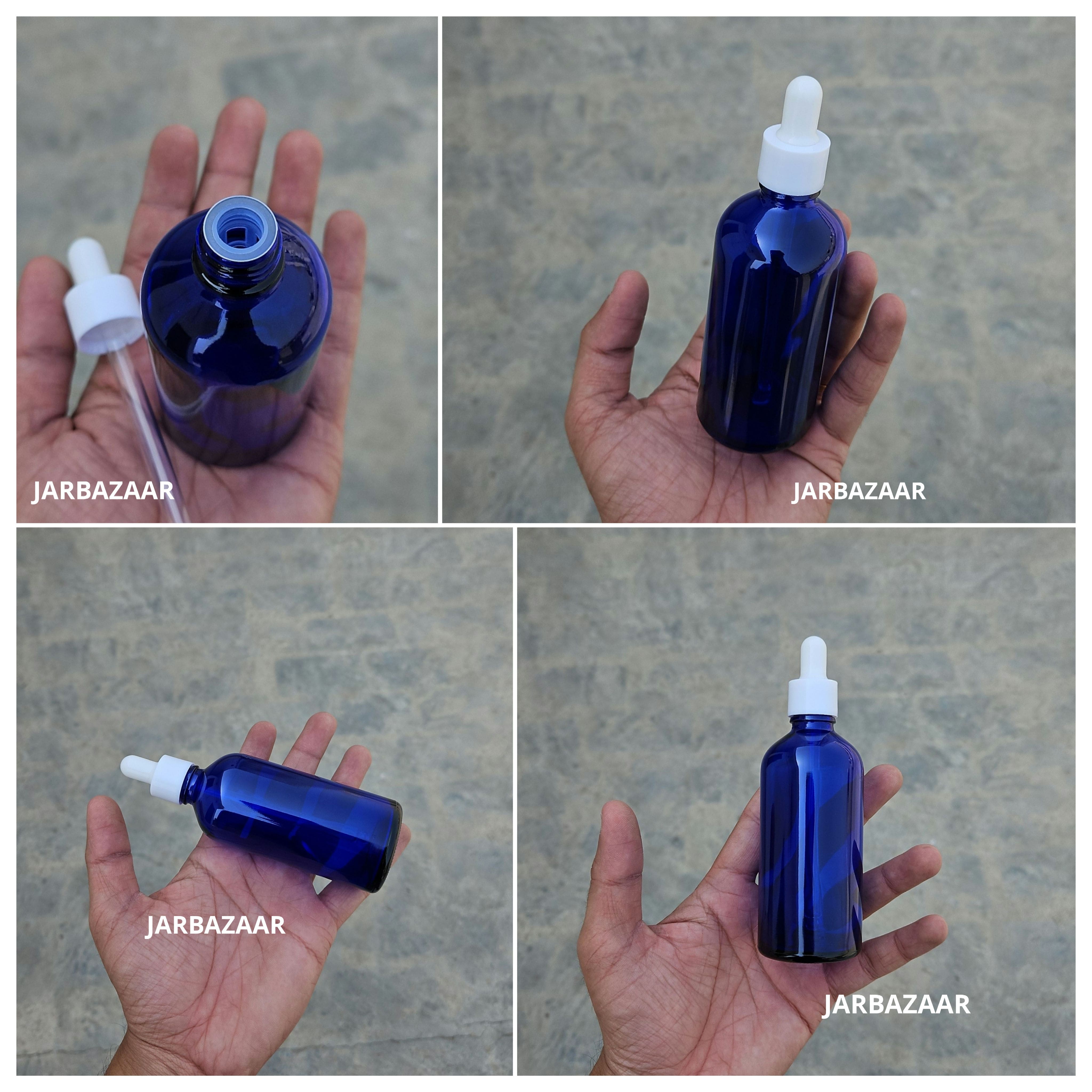 100 ML Blue Glass Dropper Bottles