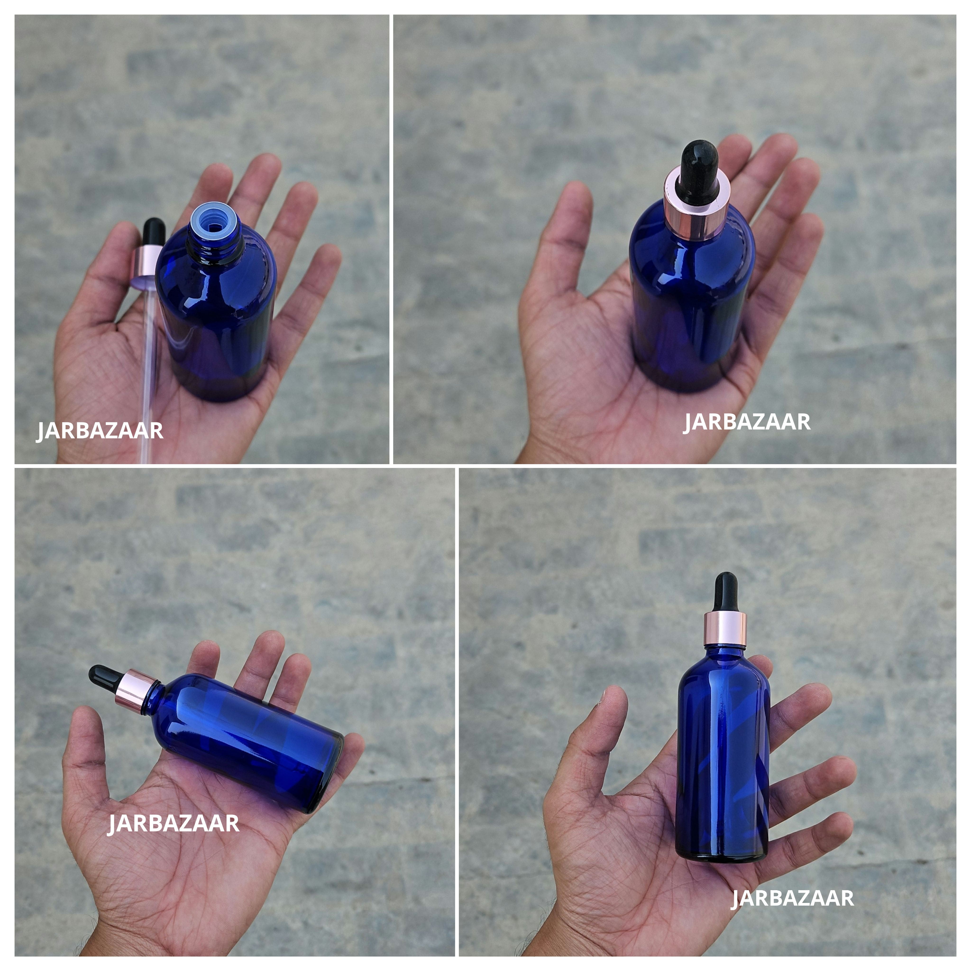 100 ML Blue Glass Dropper Bottles