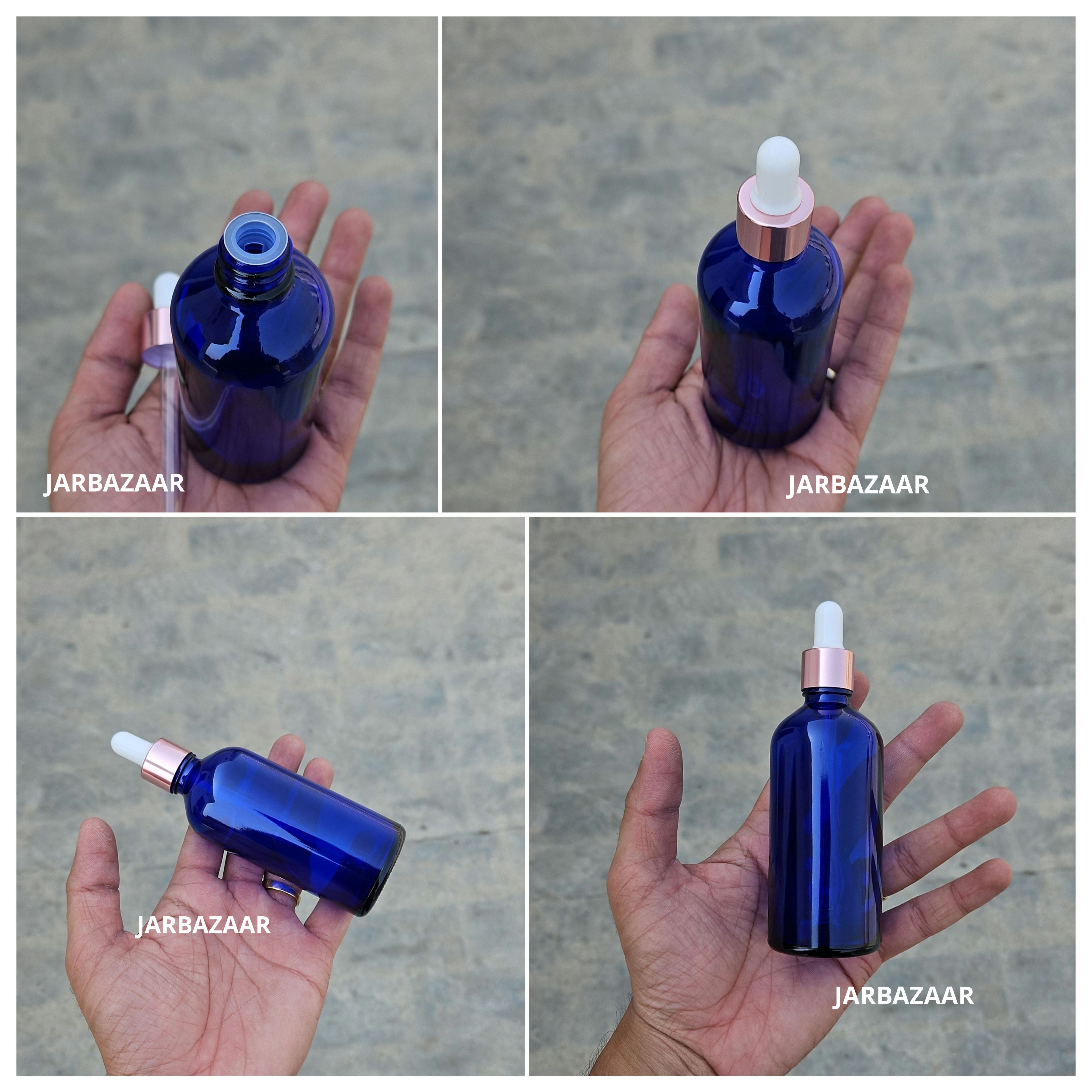 100 ML Blue Glass Dropper Bottles