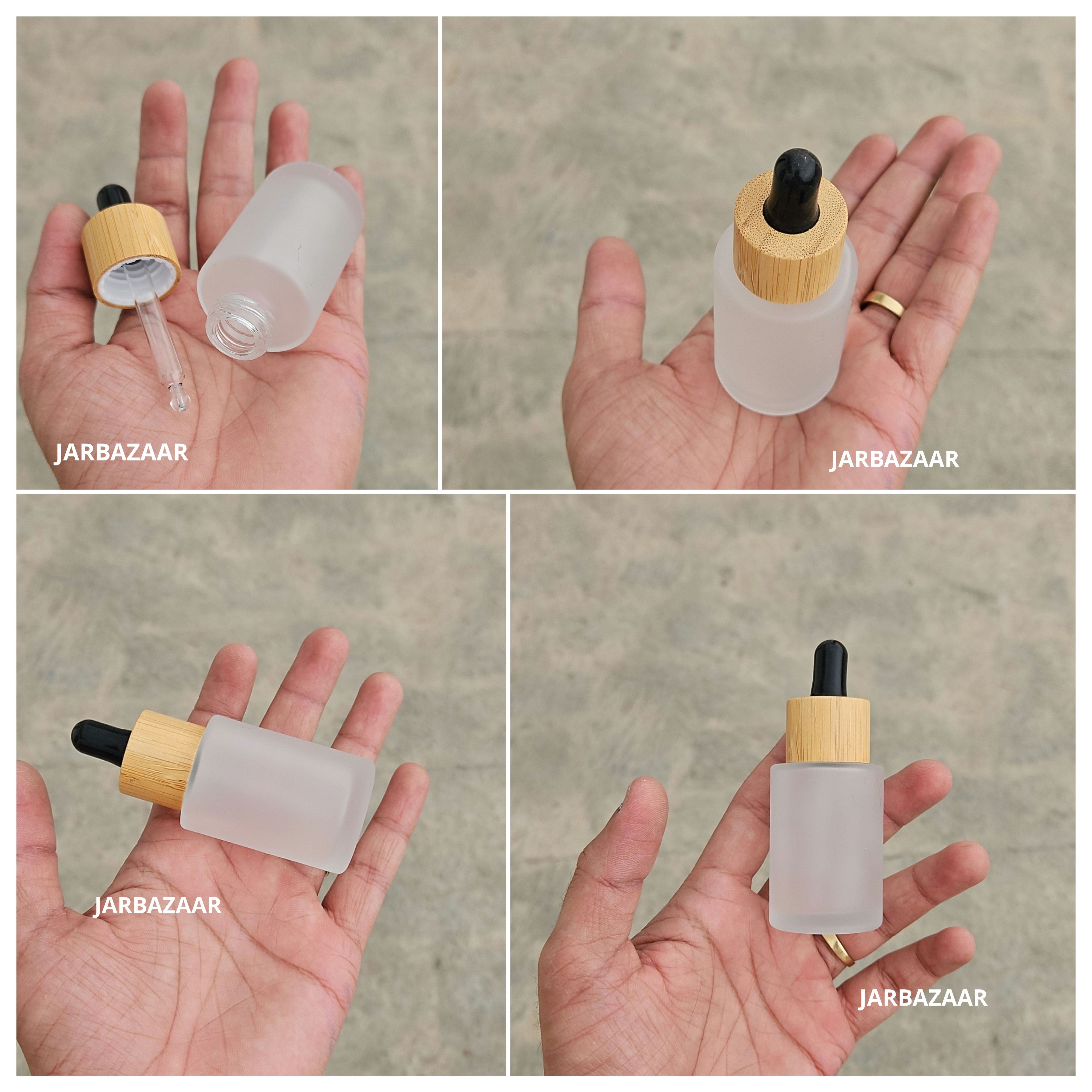 30 ML Clear Frosted Bottle (With Bamboo Dropper)