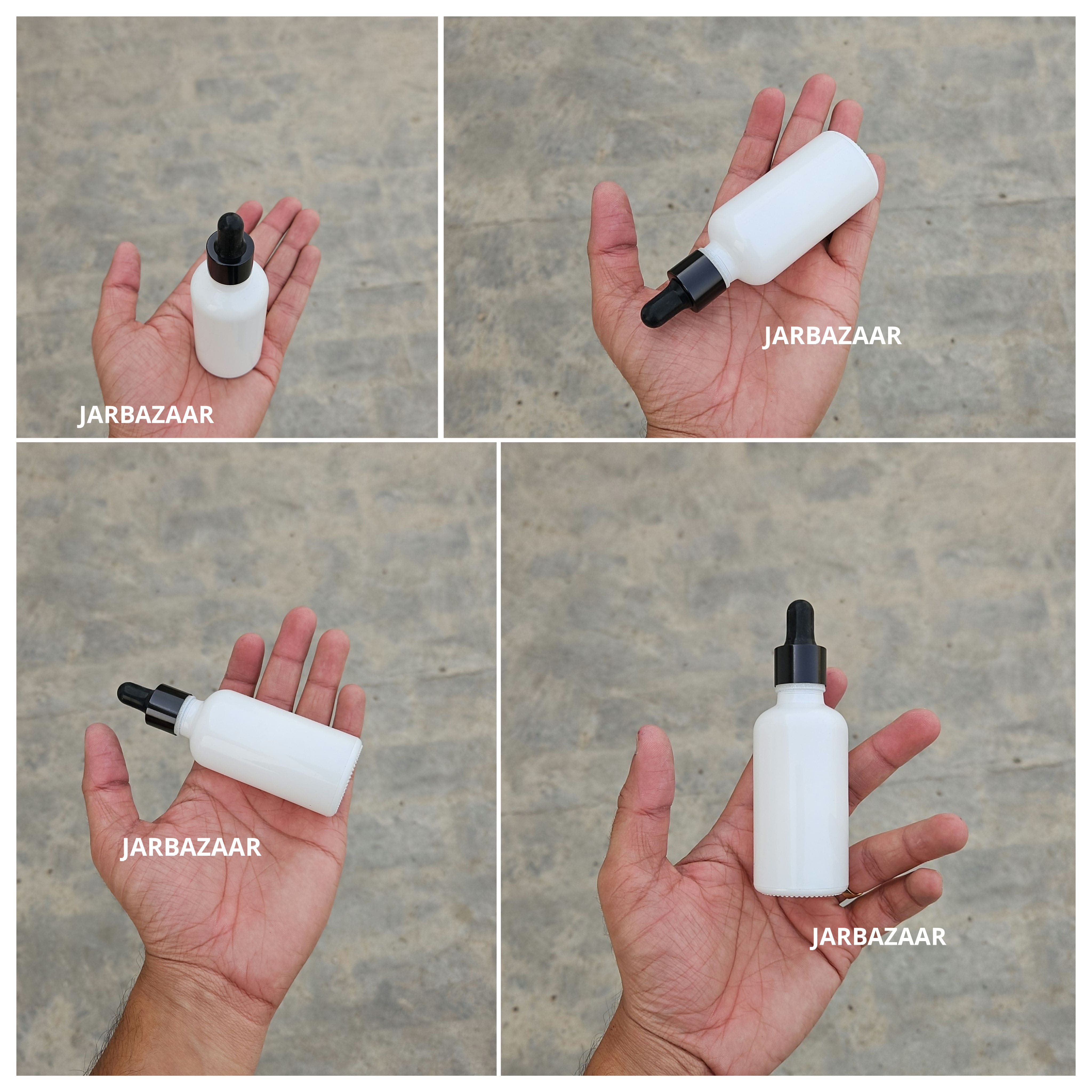 50 ML White Glass Dropper Bottle
