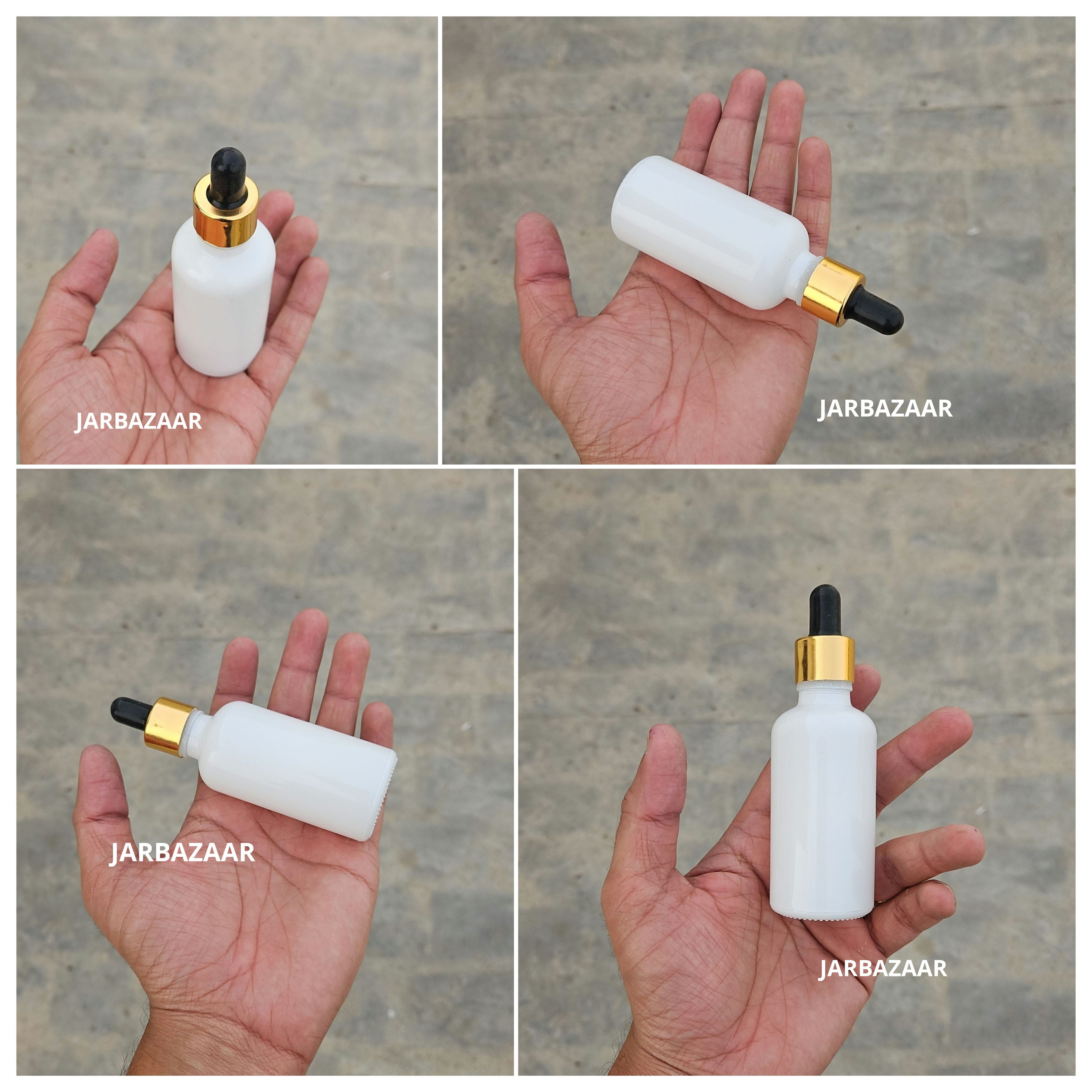 50 ML White Glass Dropper Bottle