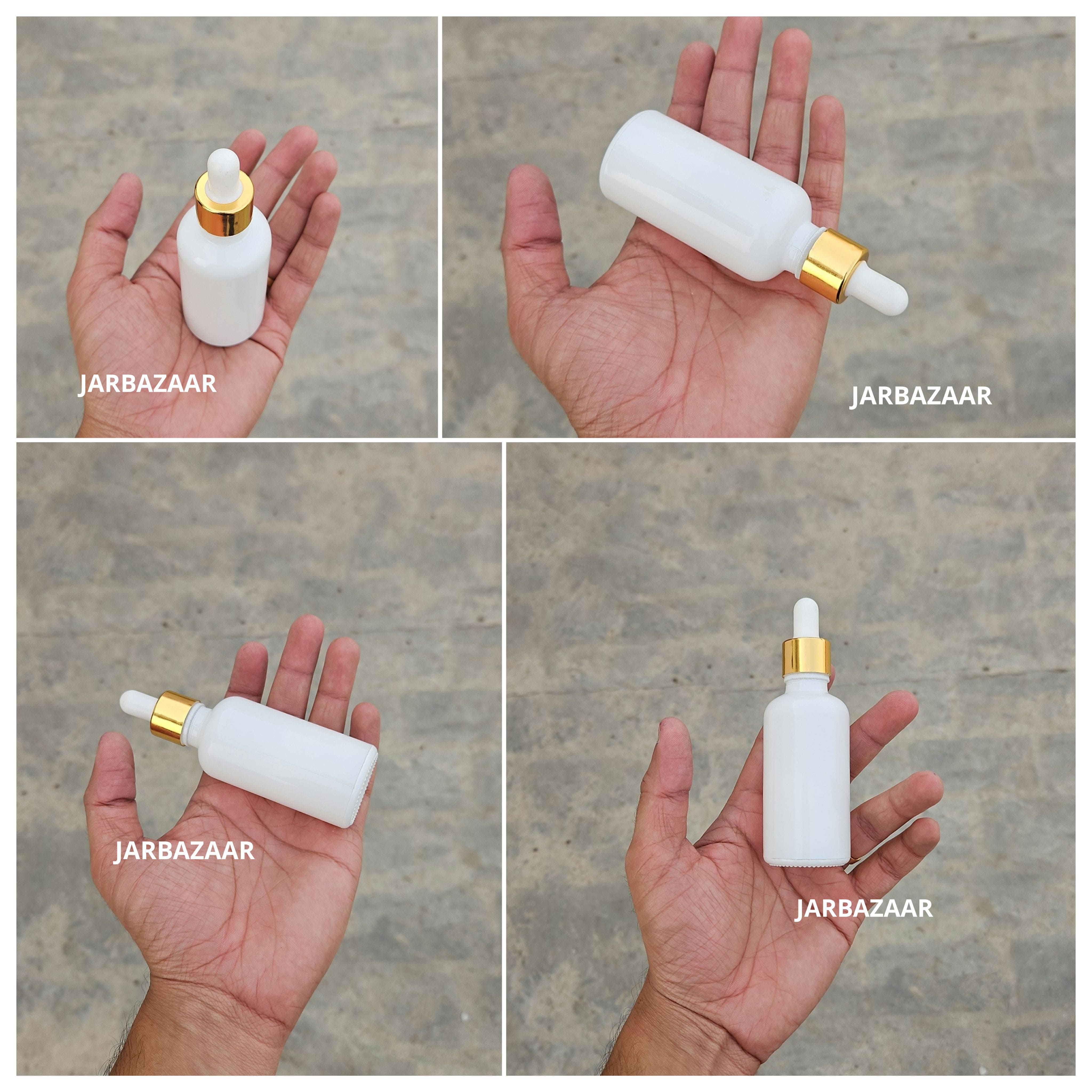50 ML White Glass Dropper Bottle