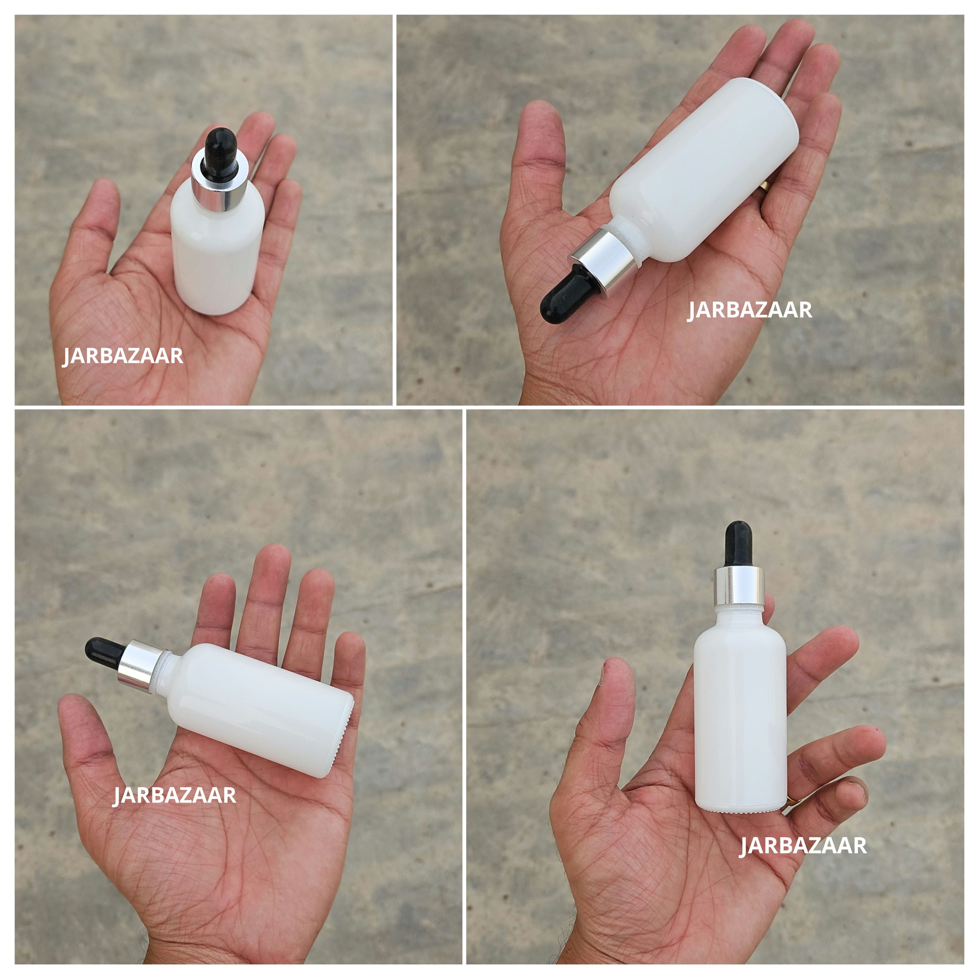50 ML White Glass Dropper Bottle
