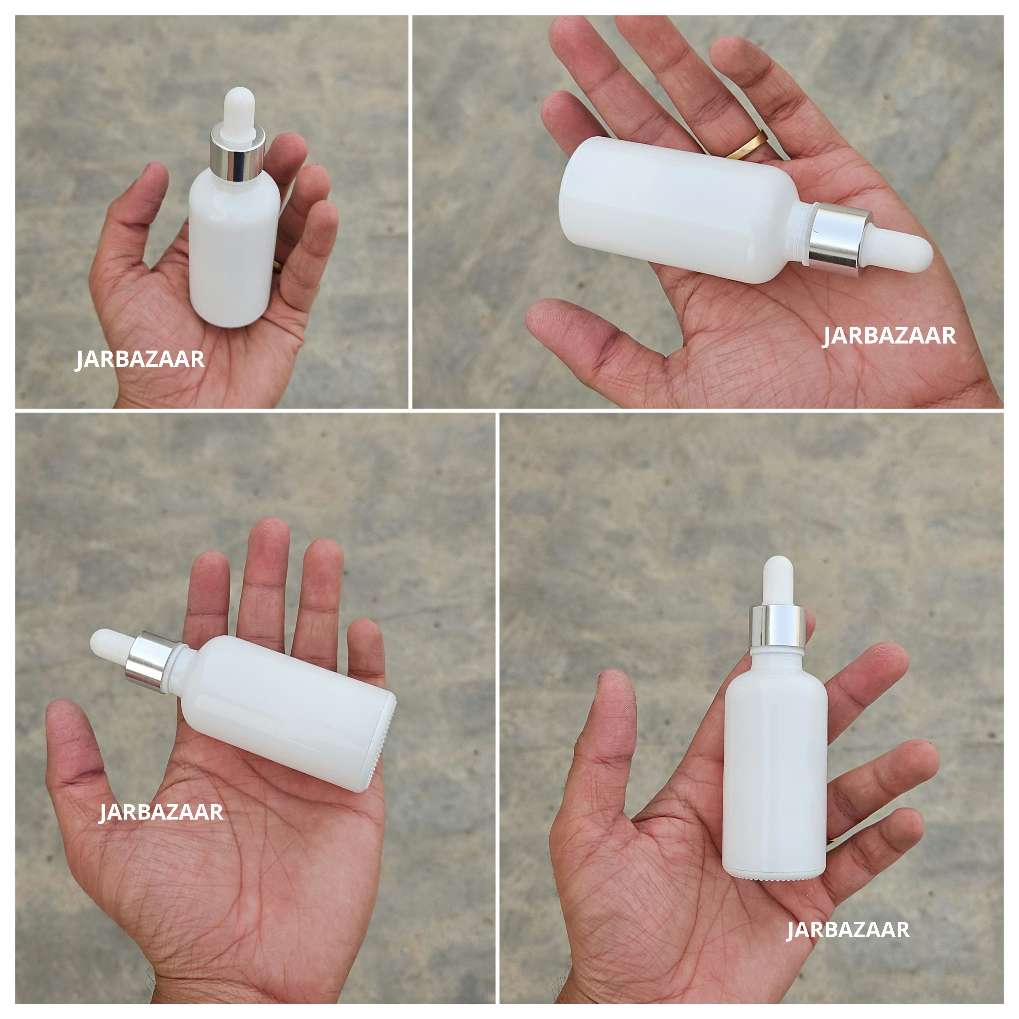 50 ML White Glass Dropper Bottle