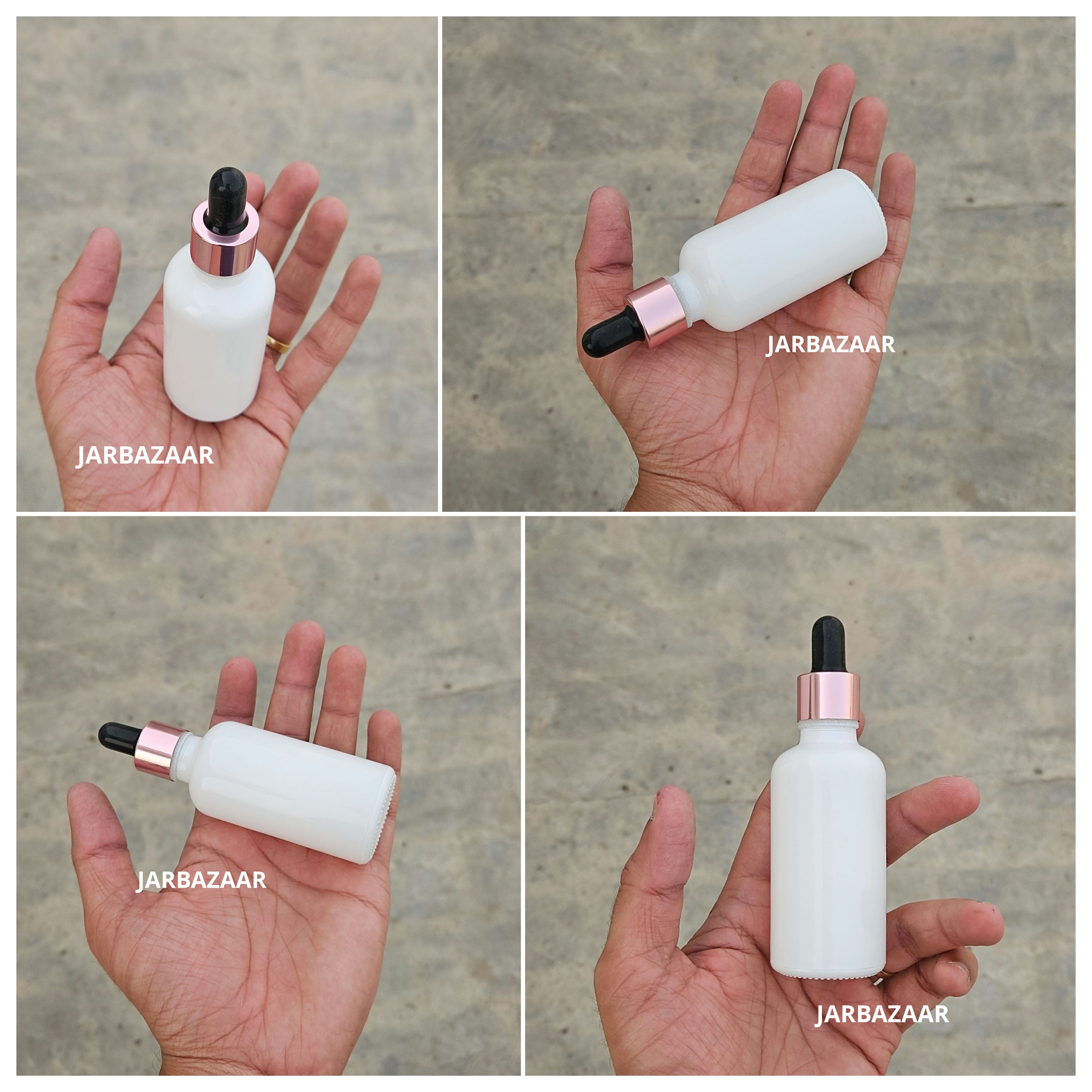 50 ML White Glass Dropper Bottle