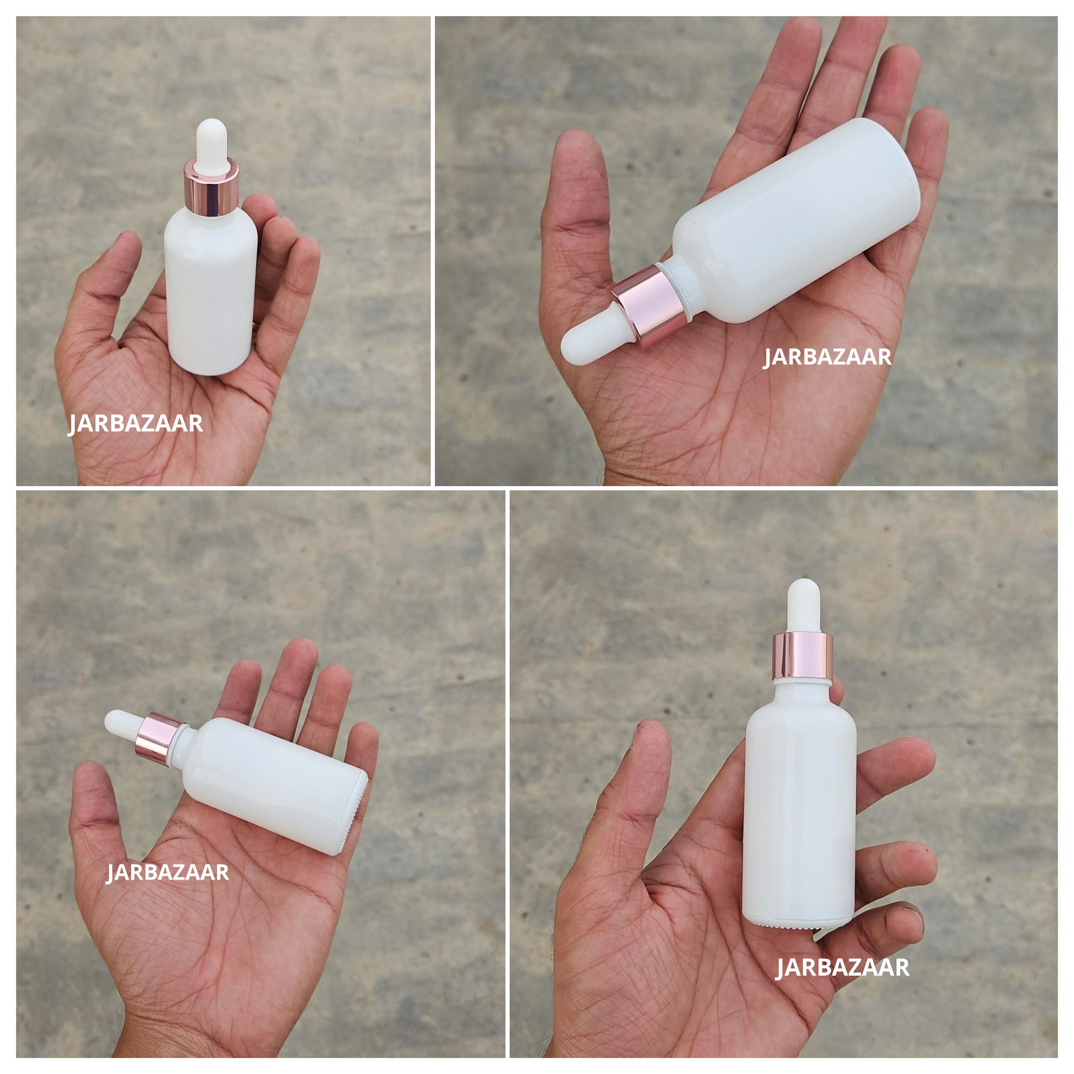 50 ML White Glass Dropper Bottle