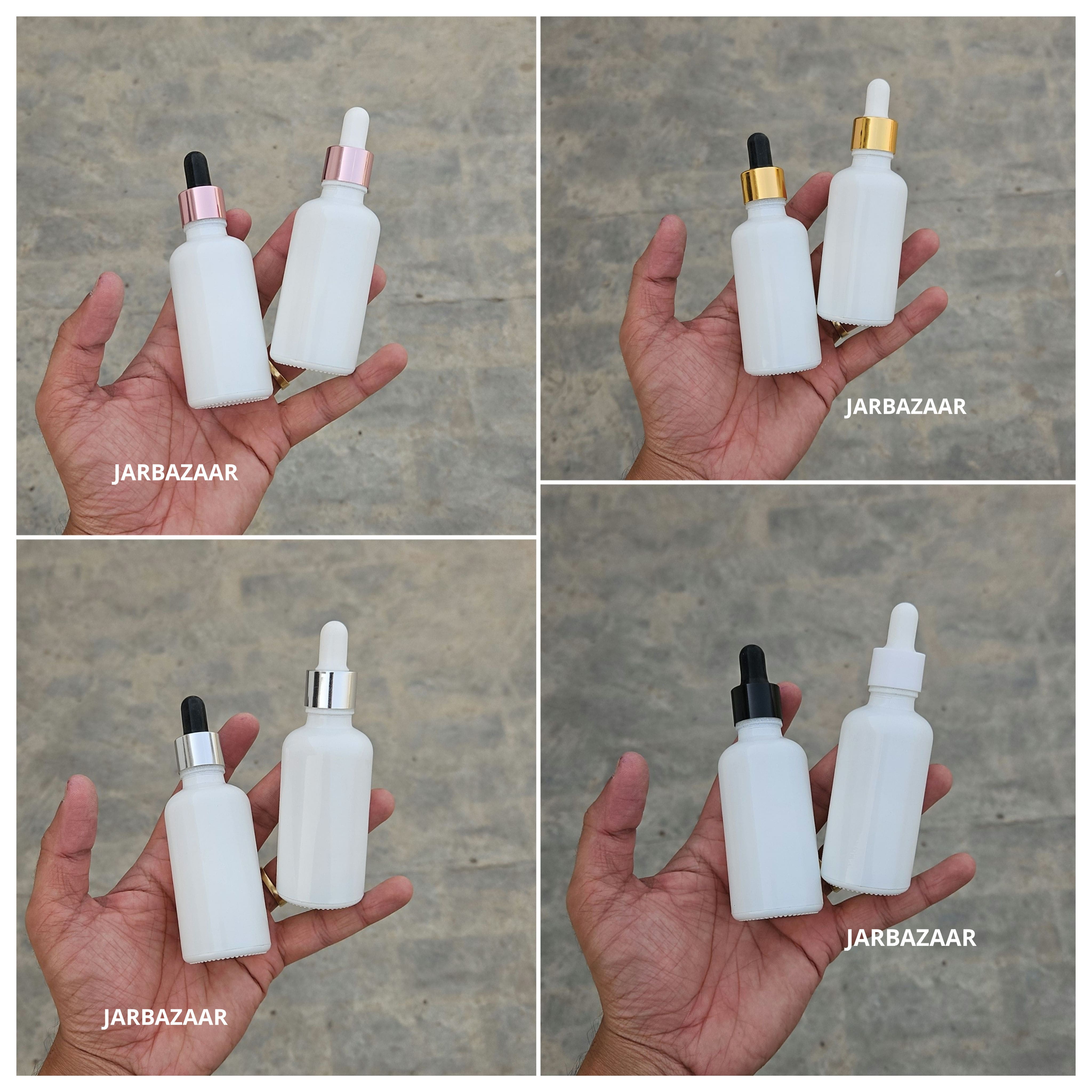 50 ML White Glass Dropper Bottle