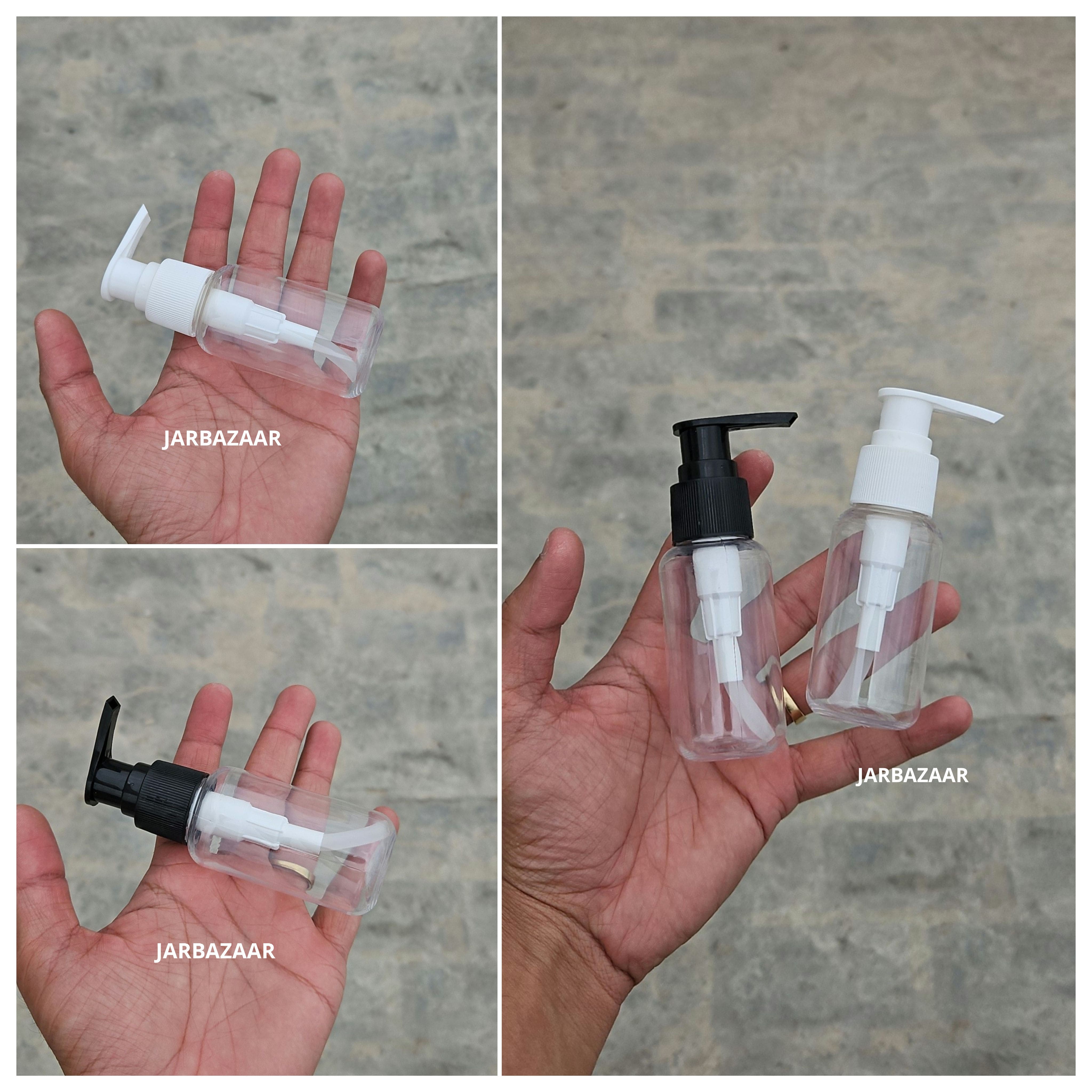 50 ML Transparent Boston Bottle (With Dispenser Pump)