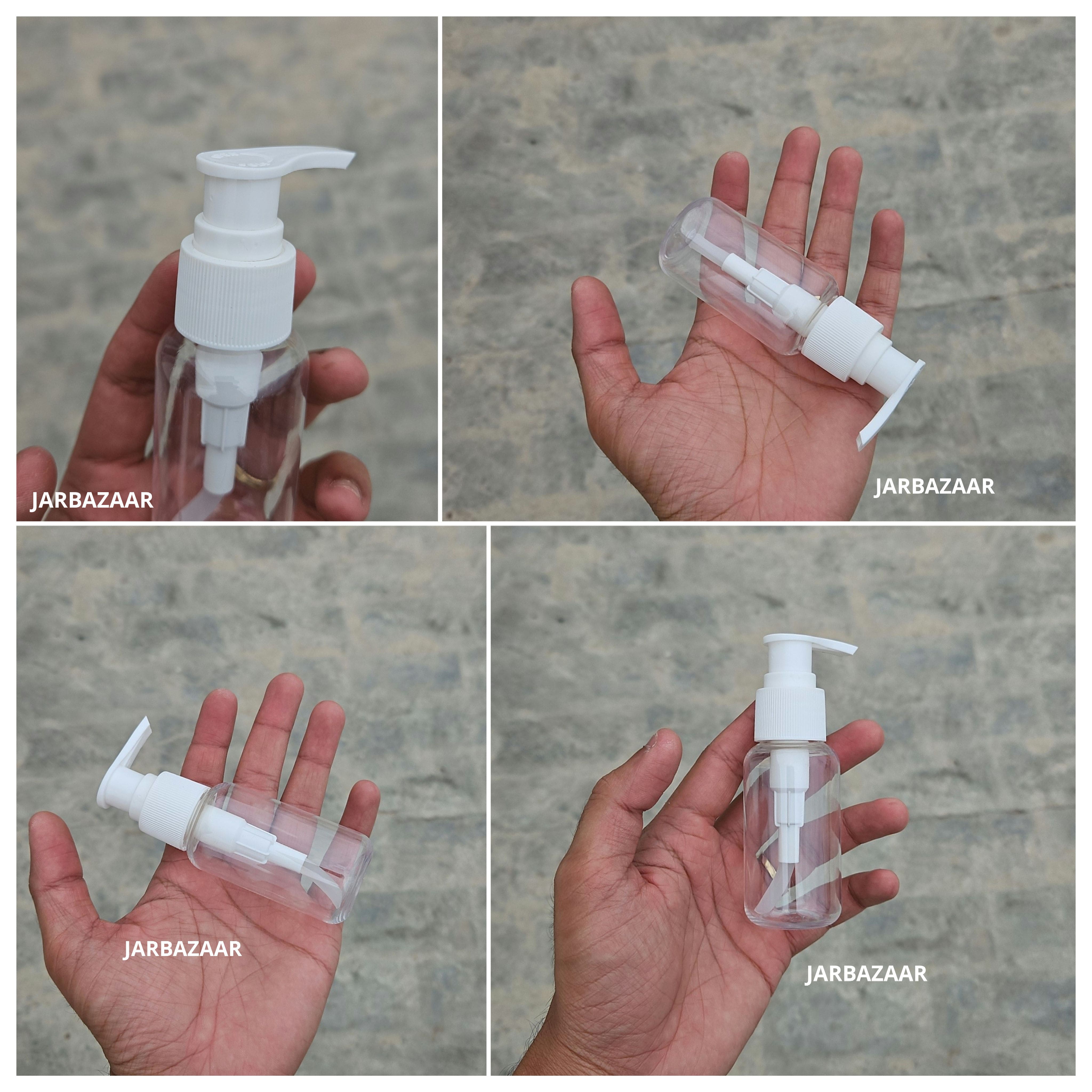 50 ML Transparent Boston Bottle (With Dispenser Pump)