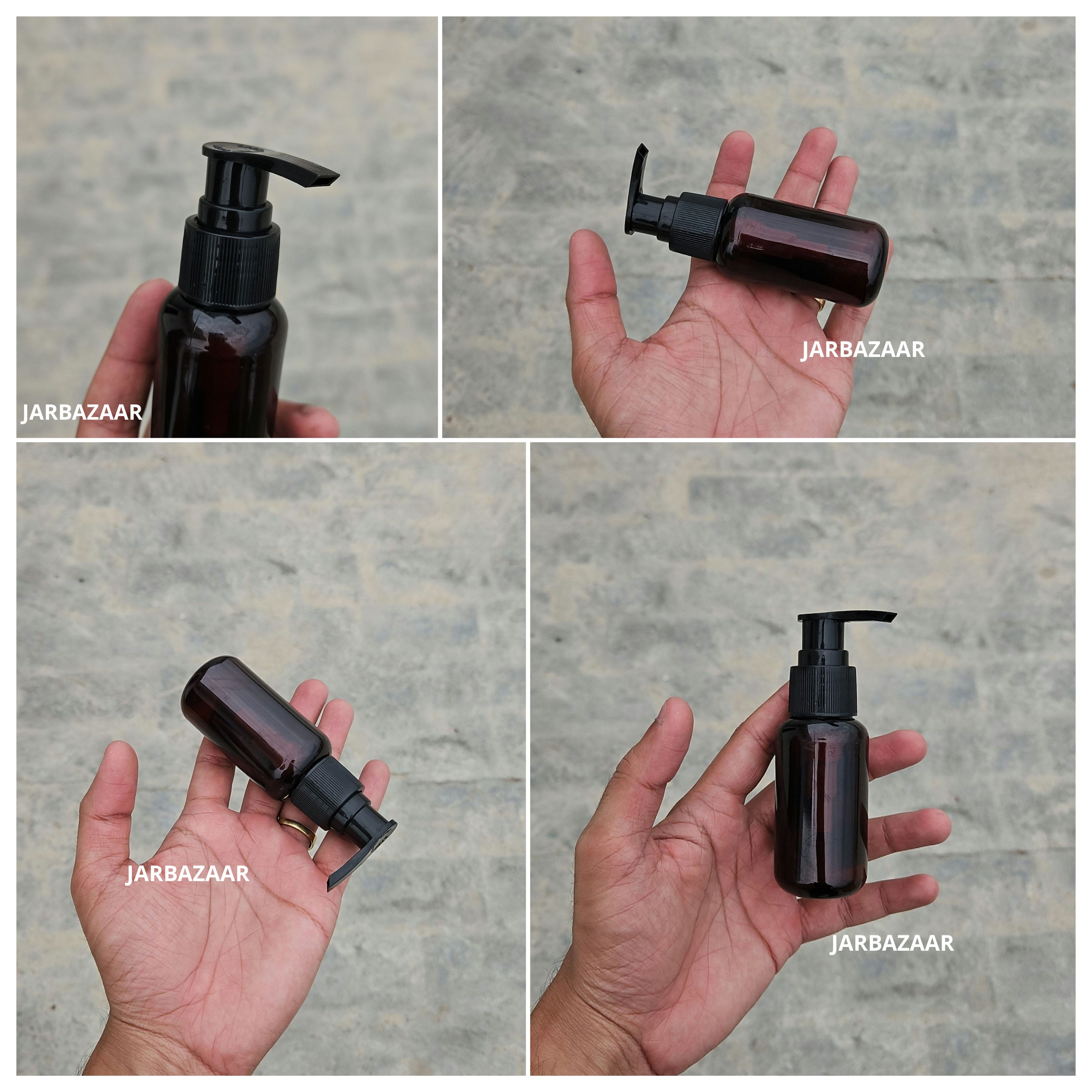 50 ML Amber Boston Bottle (With Dispenser Pump)