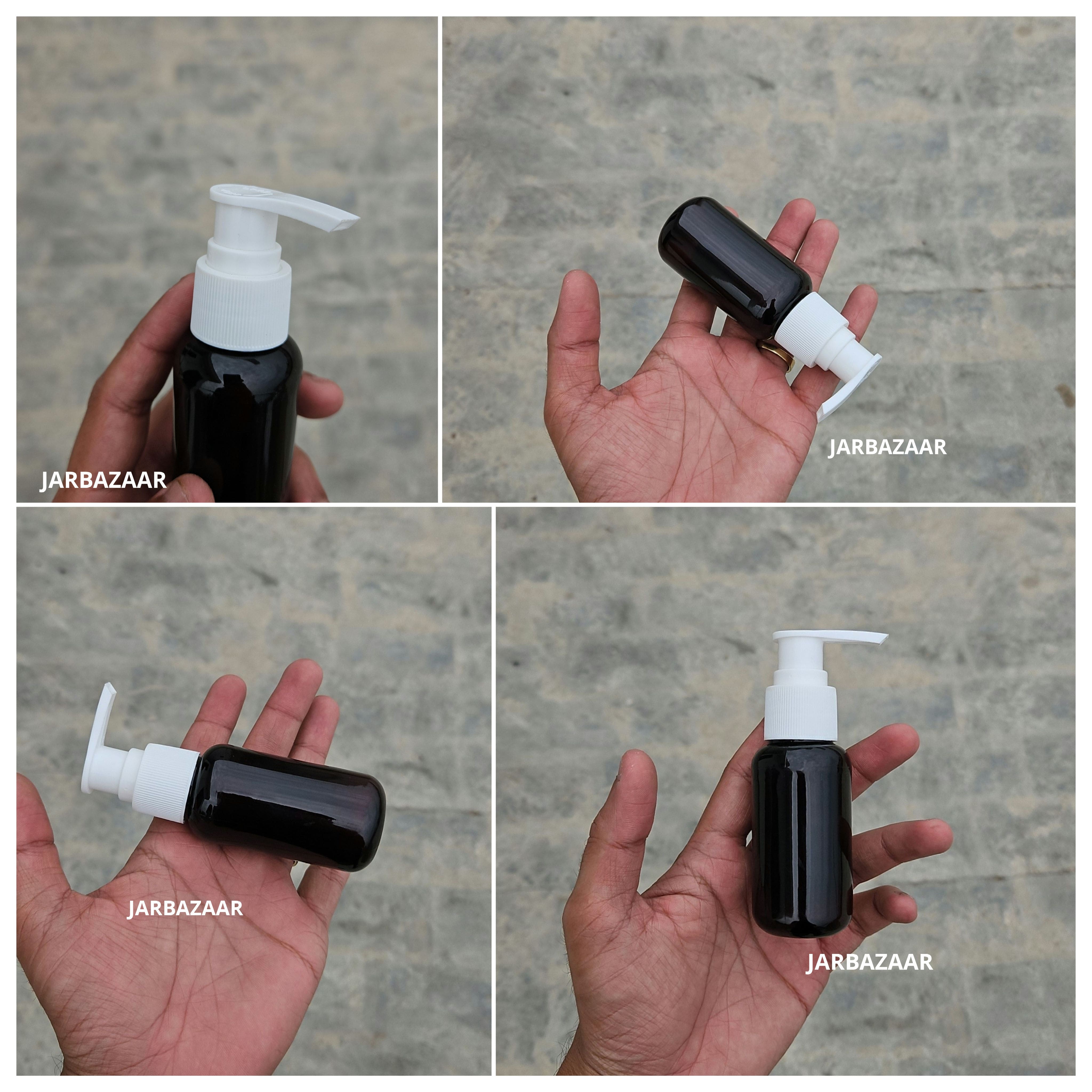 50 ML Amber Boston Bottle (With Dispenser Pump)