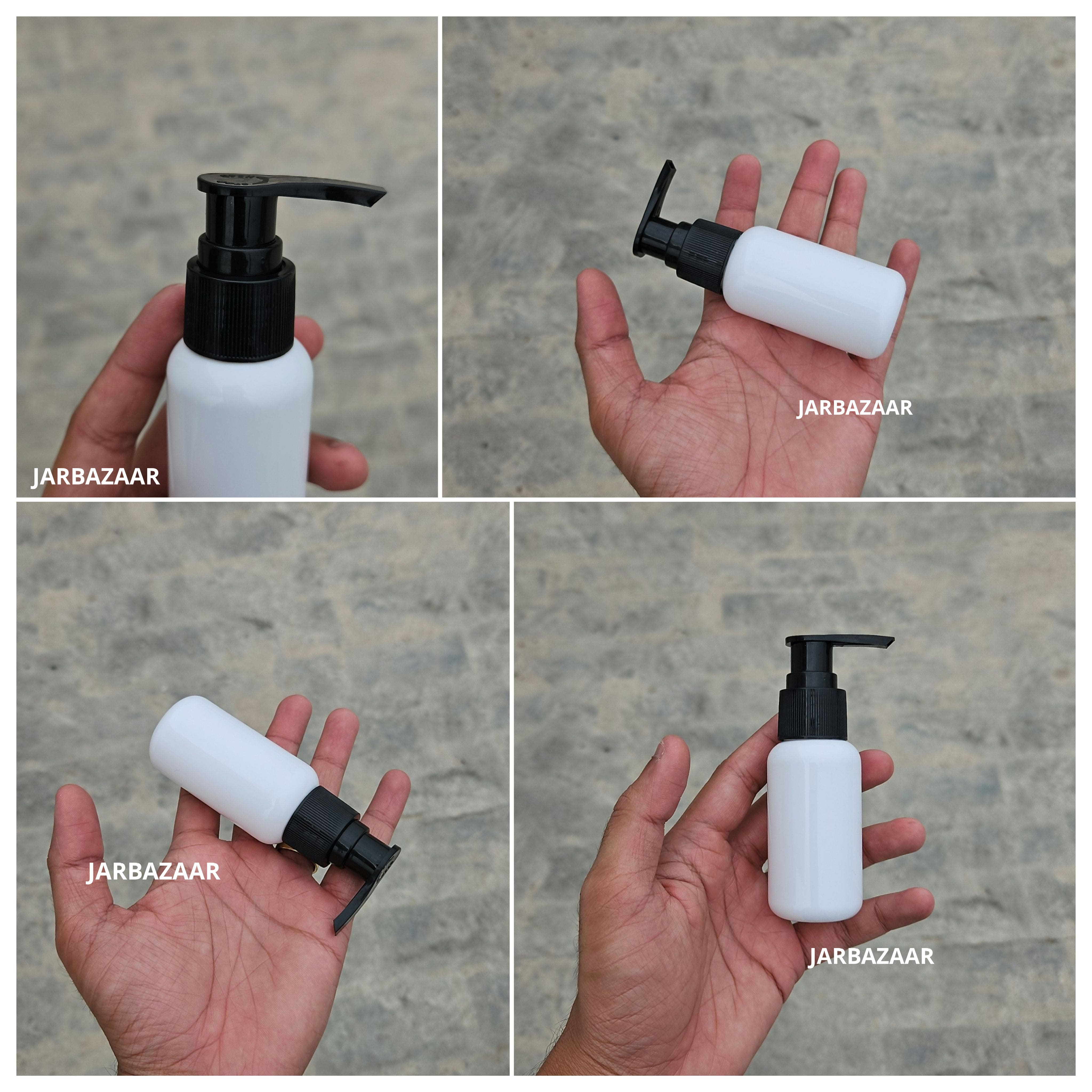 50 ML White Boston Bottle (With Dispenser Pump)