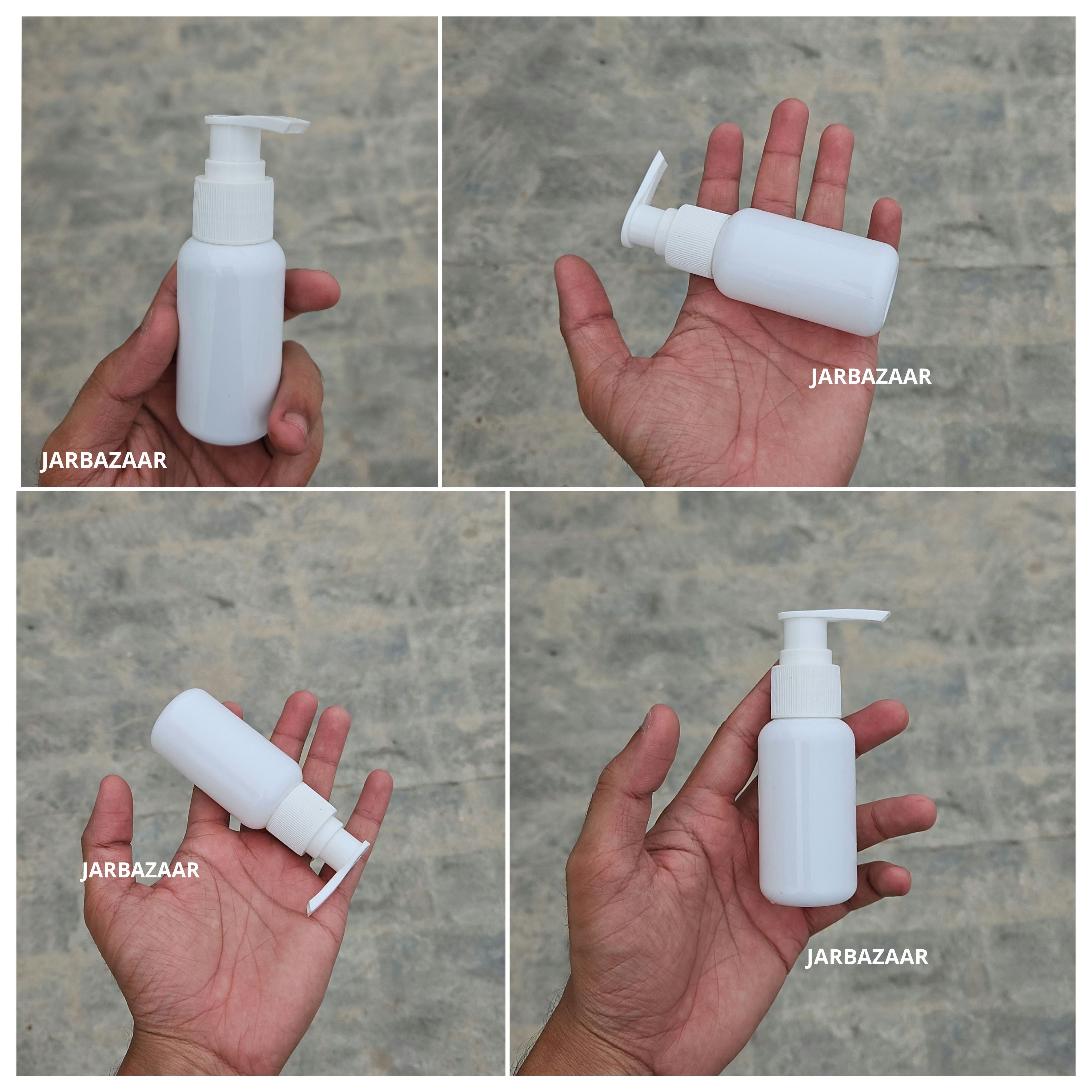 50 ML White Boston Bottle (With Dispenser Pump)