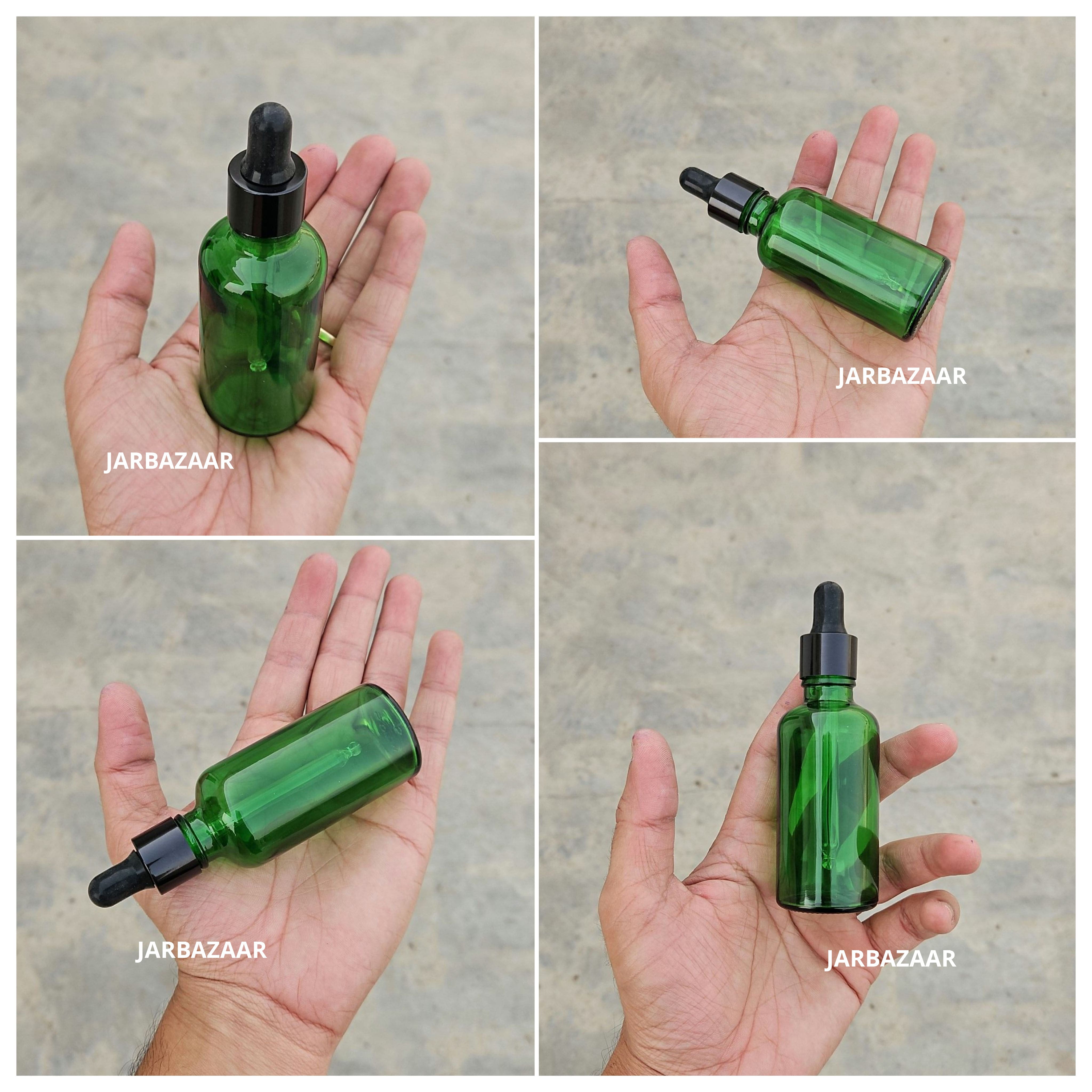 50 ML Green Glass Dropper Bottles