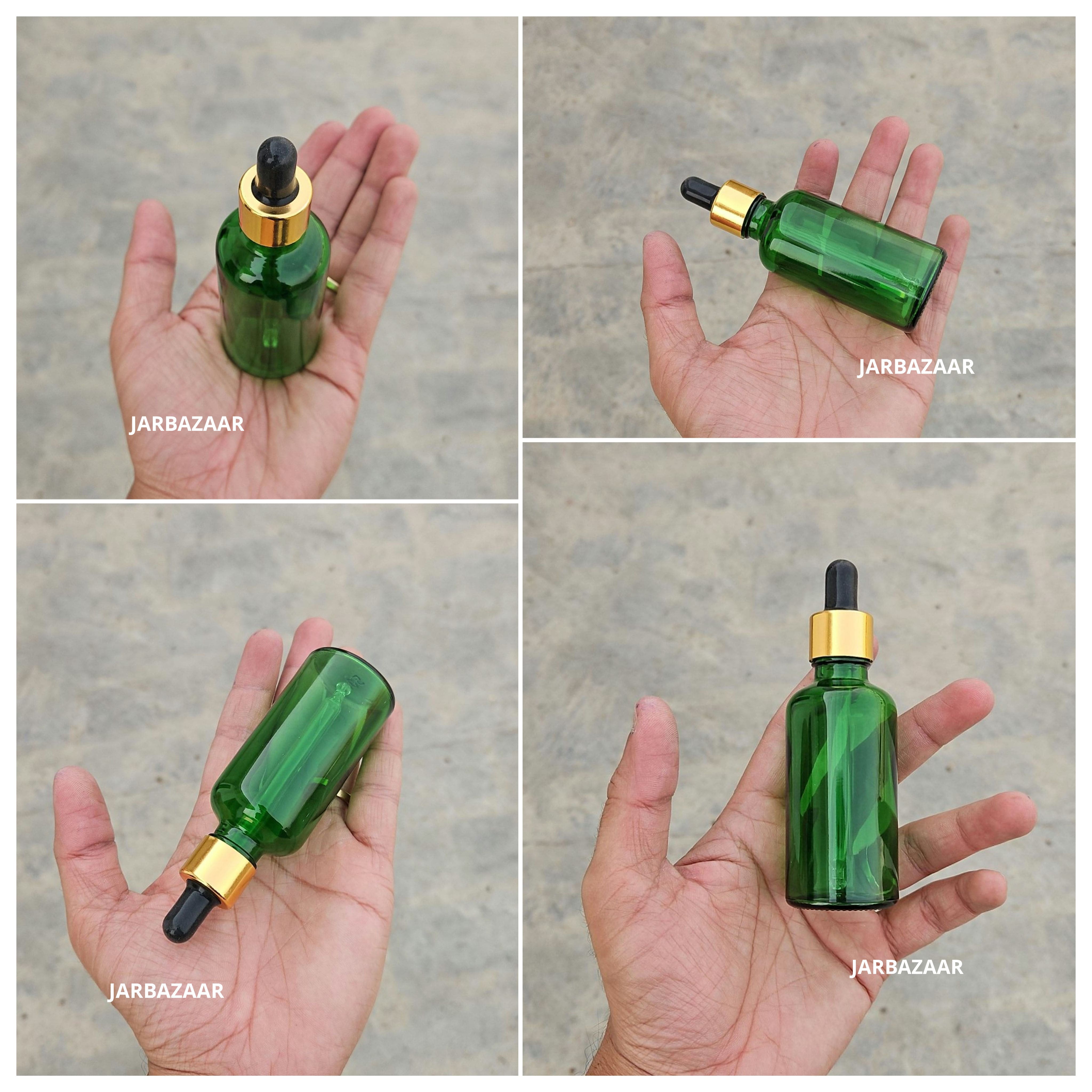 50 ML Green Glass Dropper Bottles