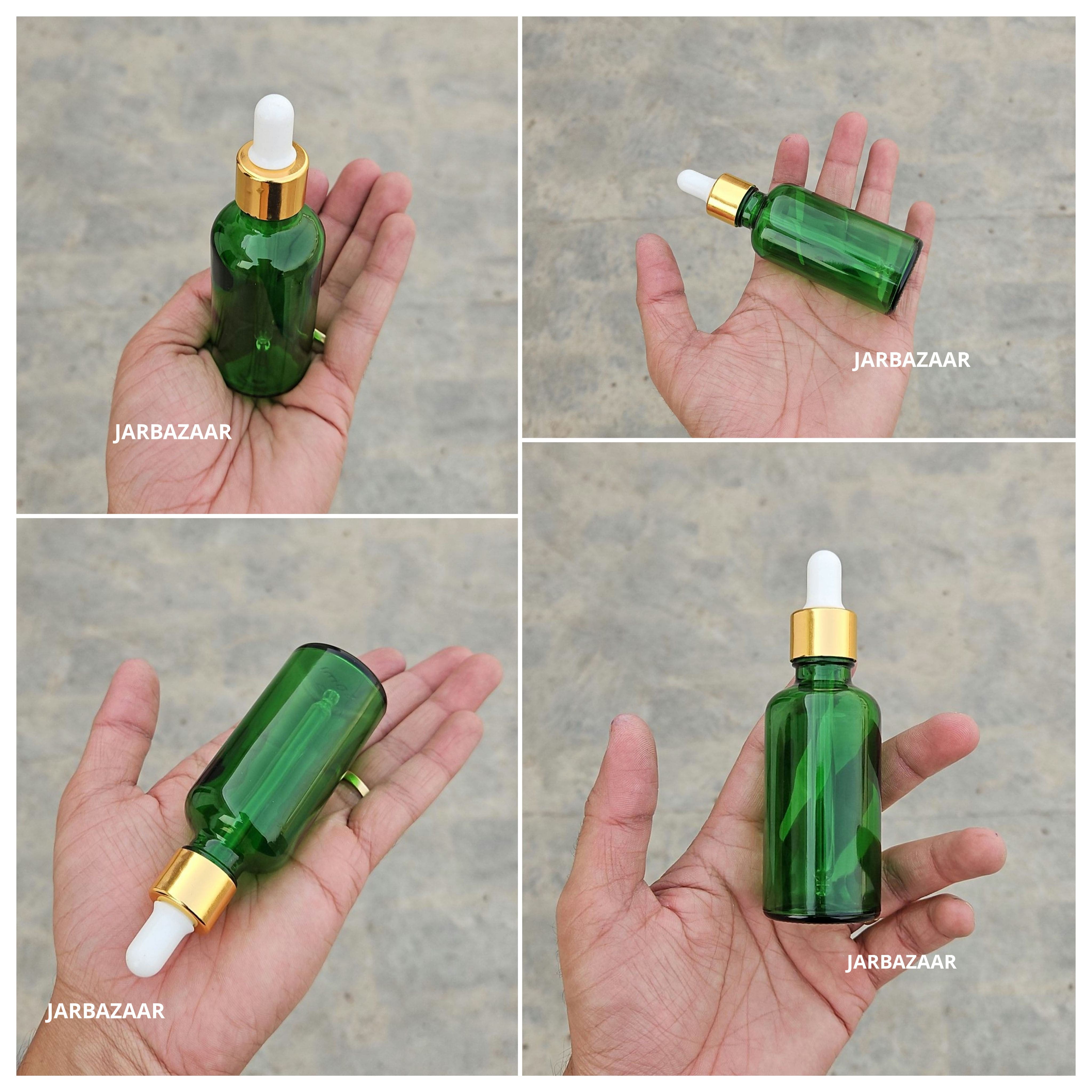 50 ML Green Glass Dropper Bottles