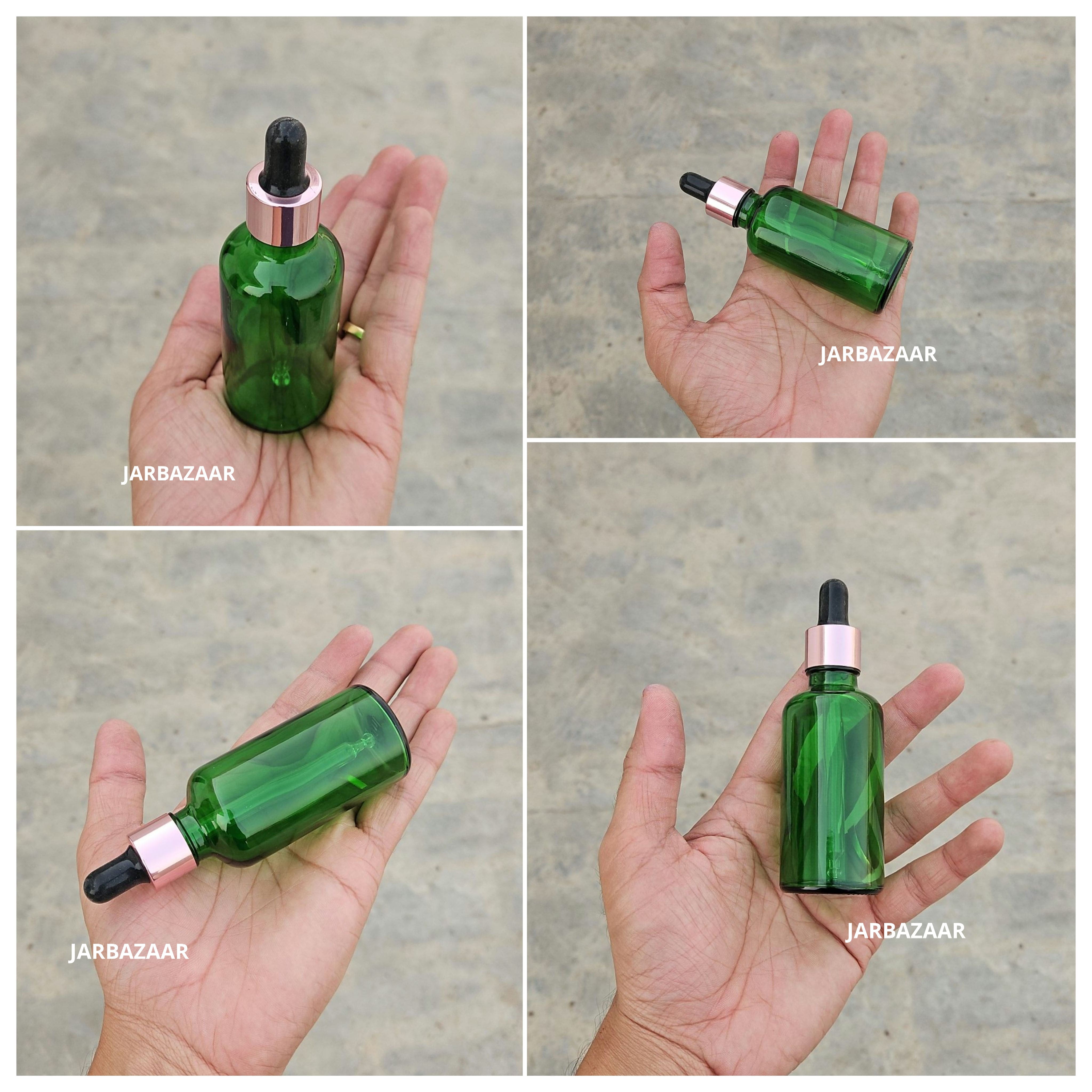 50 ML Green Glass Dropper Bottles