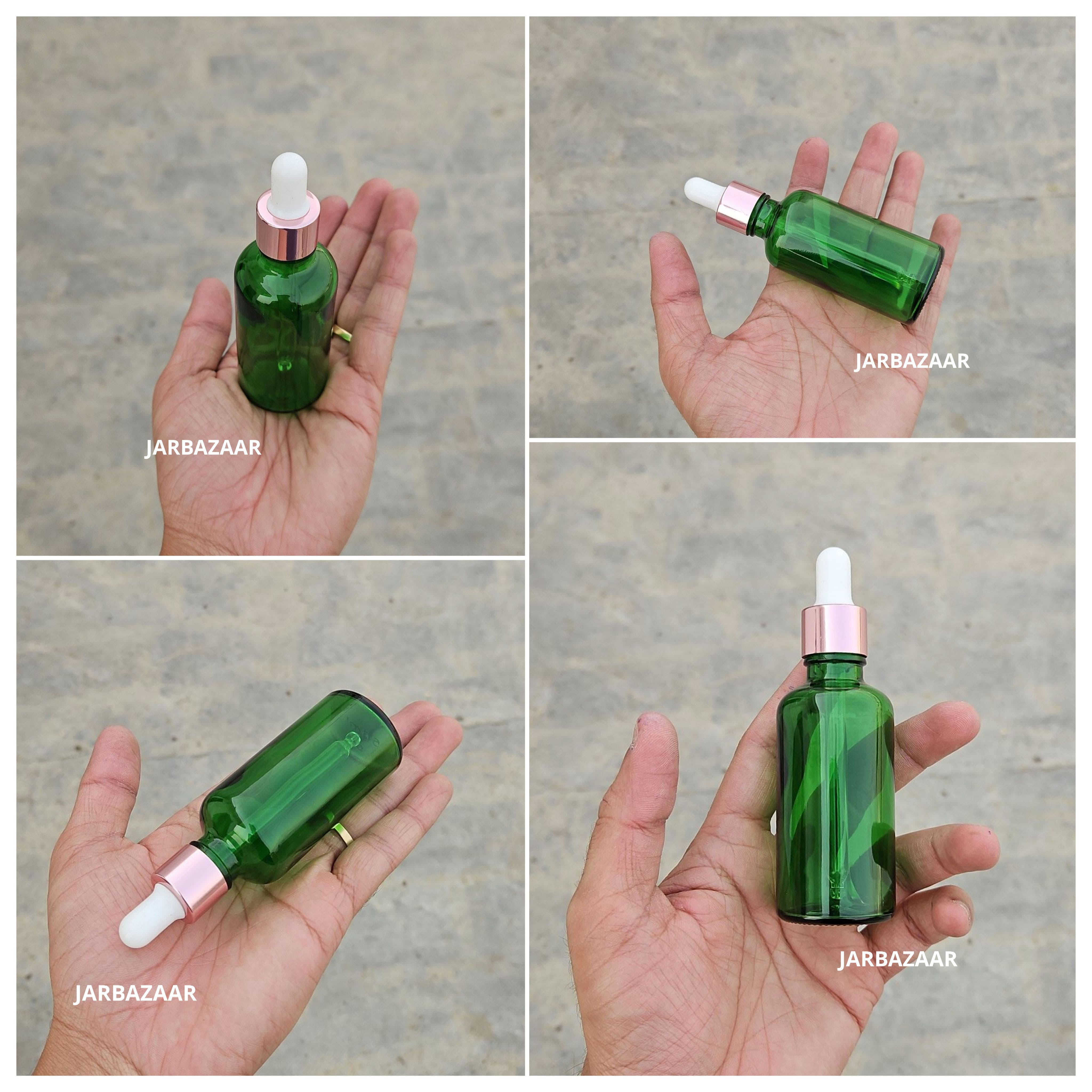 50 ML Green Glass Dropper Bottles