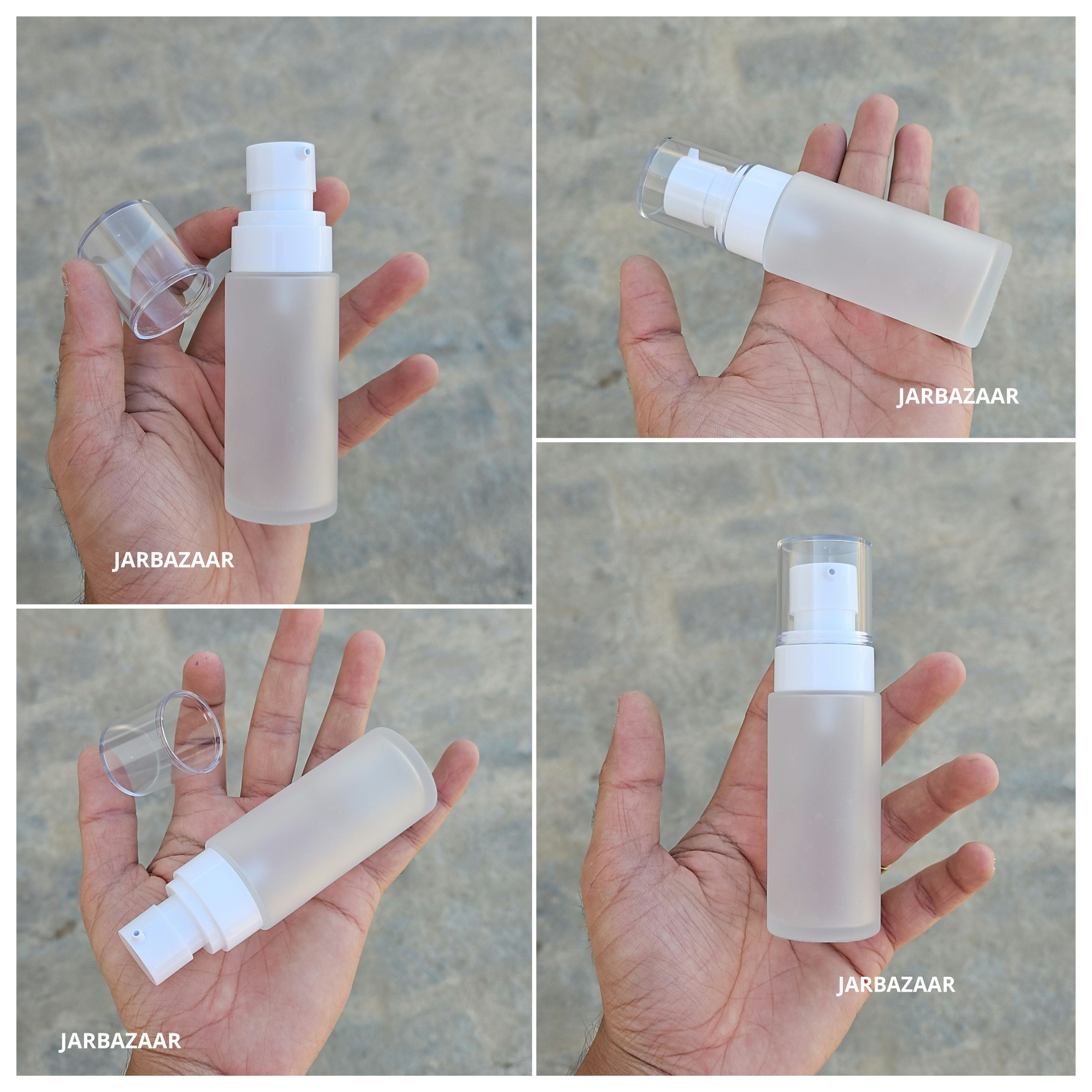 50 ML Clear Frosted Flat Shoulder Glass Bottle (NHR SERUM PUMP)