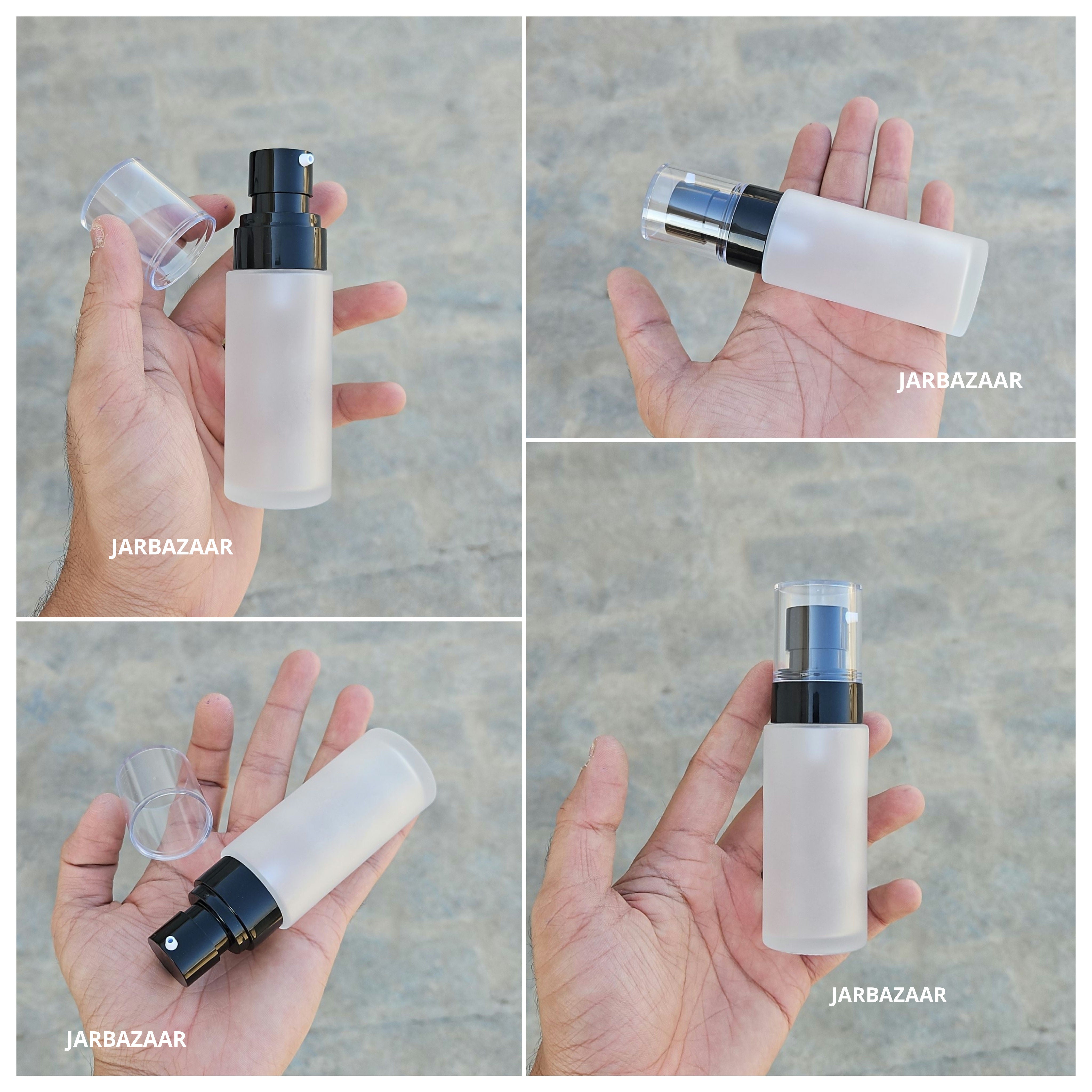 50 ML Clear Frosted Flat Shoulder Glass Bottle (NHR SERUM PUMP)