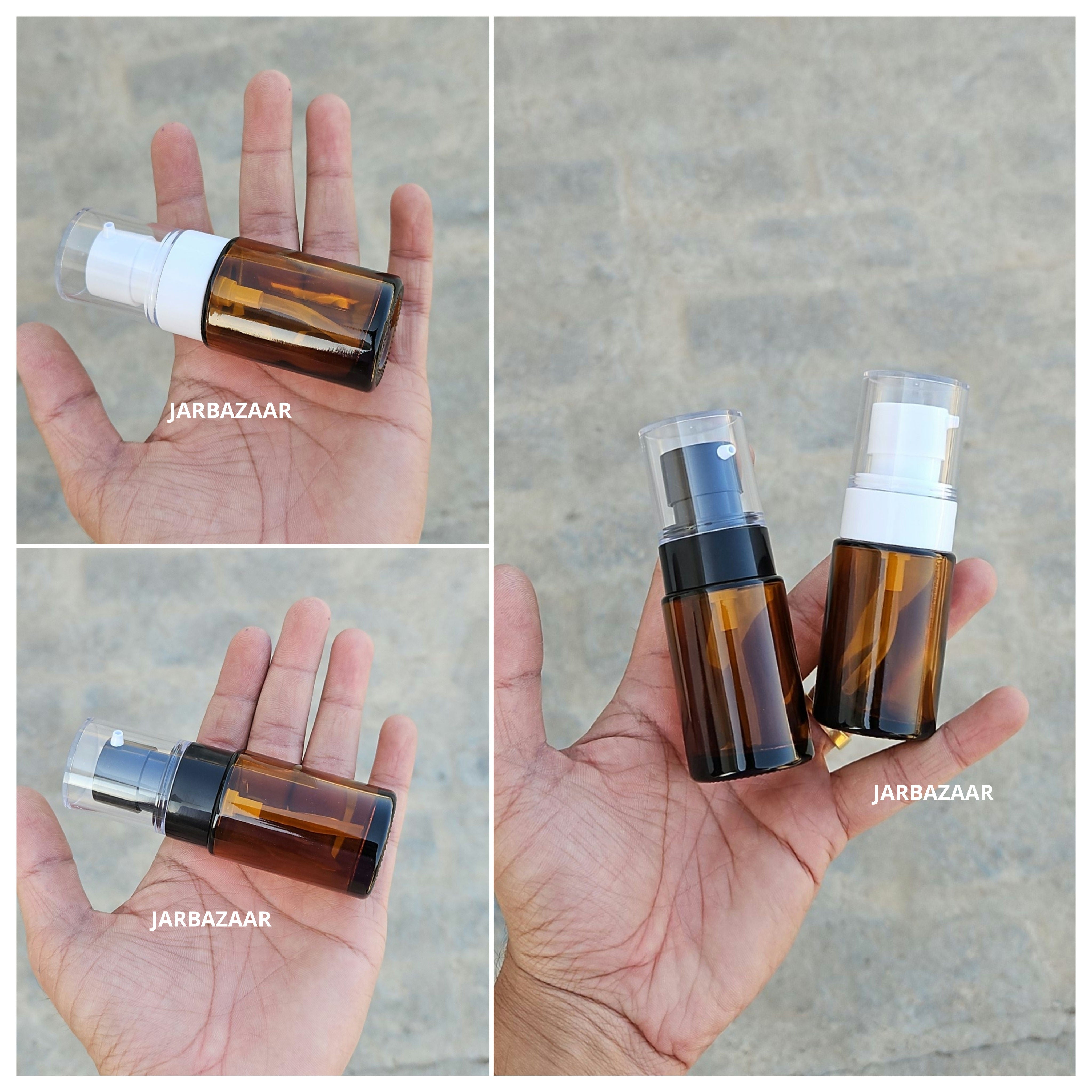 30 ML Amber Flat Shoulder Glass Bottle (NHR SERUM PUMP)
