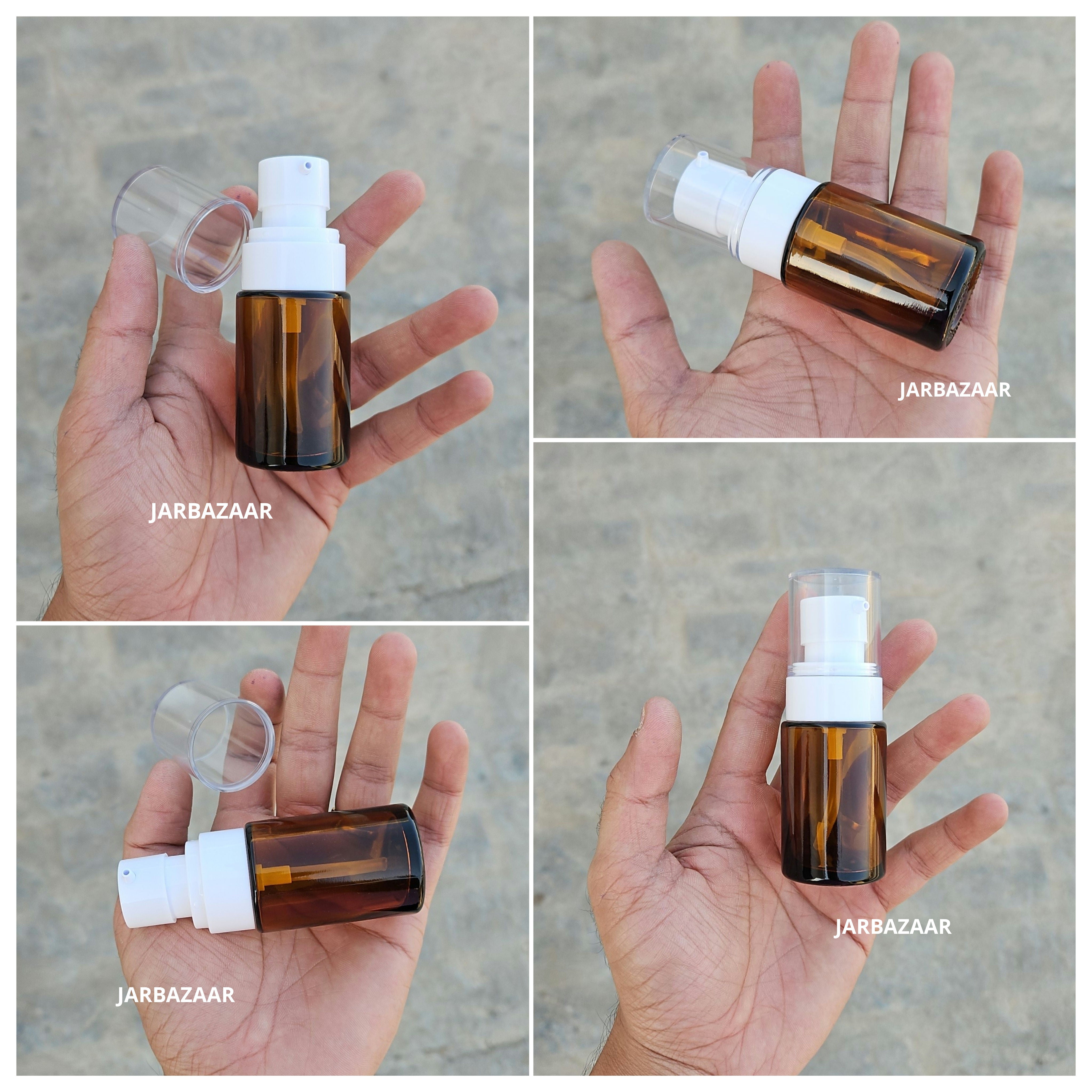 30 ML Amber Flat Shoulder Glass Bottle (NHR SERUM PUMP)