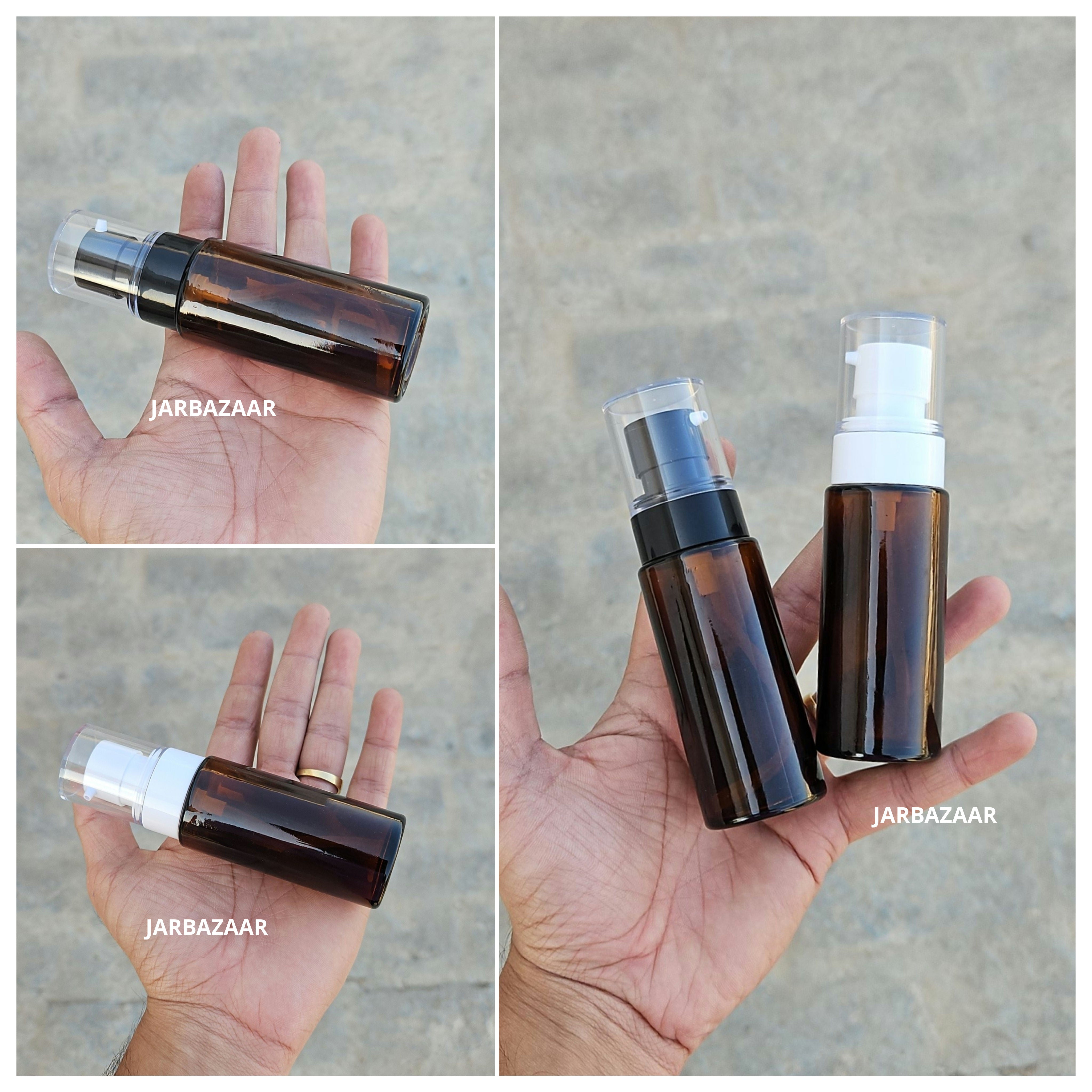 50 ML Amber Flat Shoulder Glass Bottle (NHR SERUM PUMP)