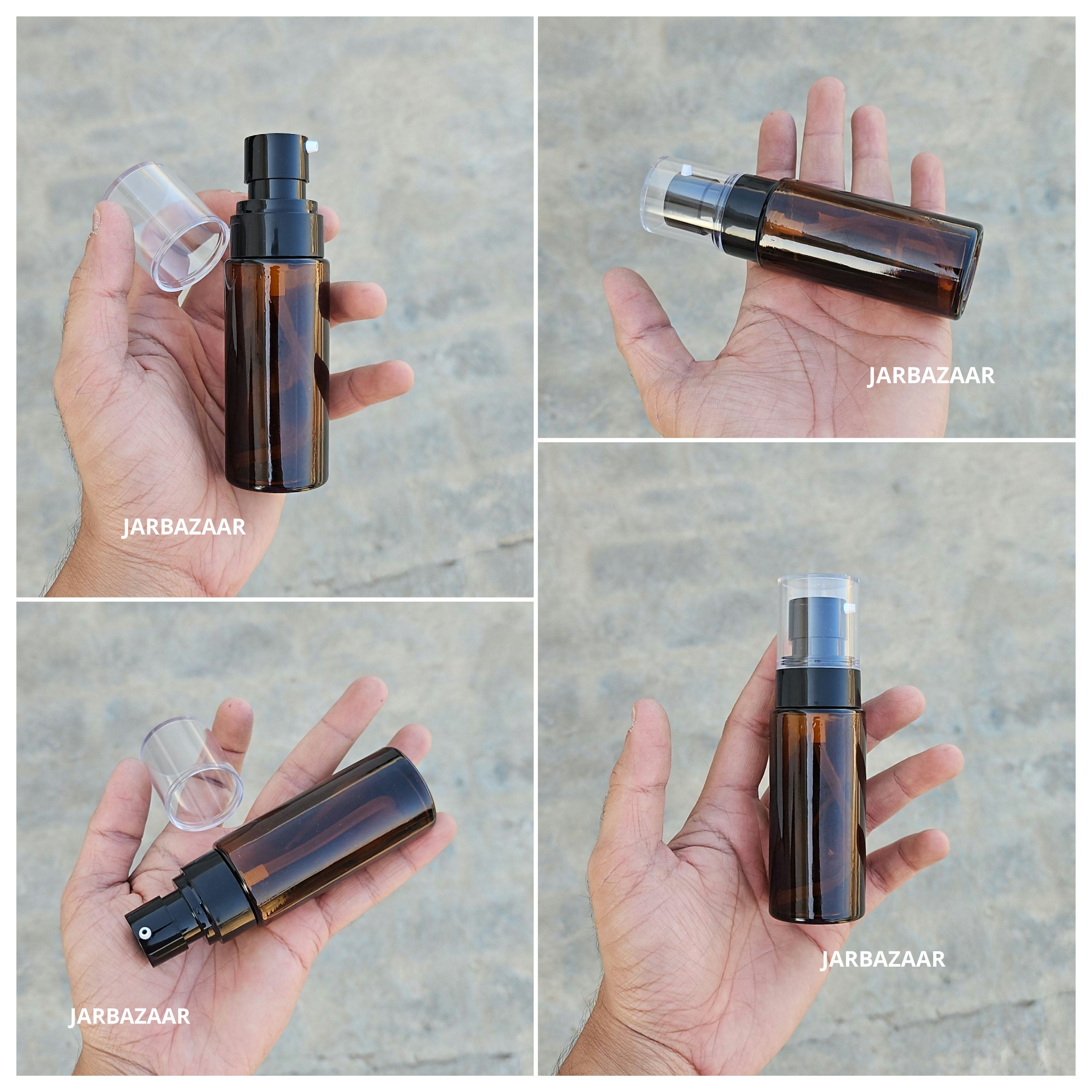 50 ML Amber Flat Shoulder Glass Bottle (NHR SERUM PUMP)