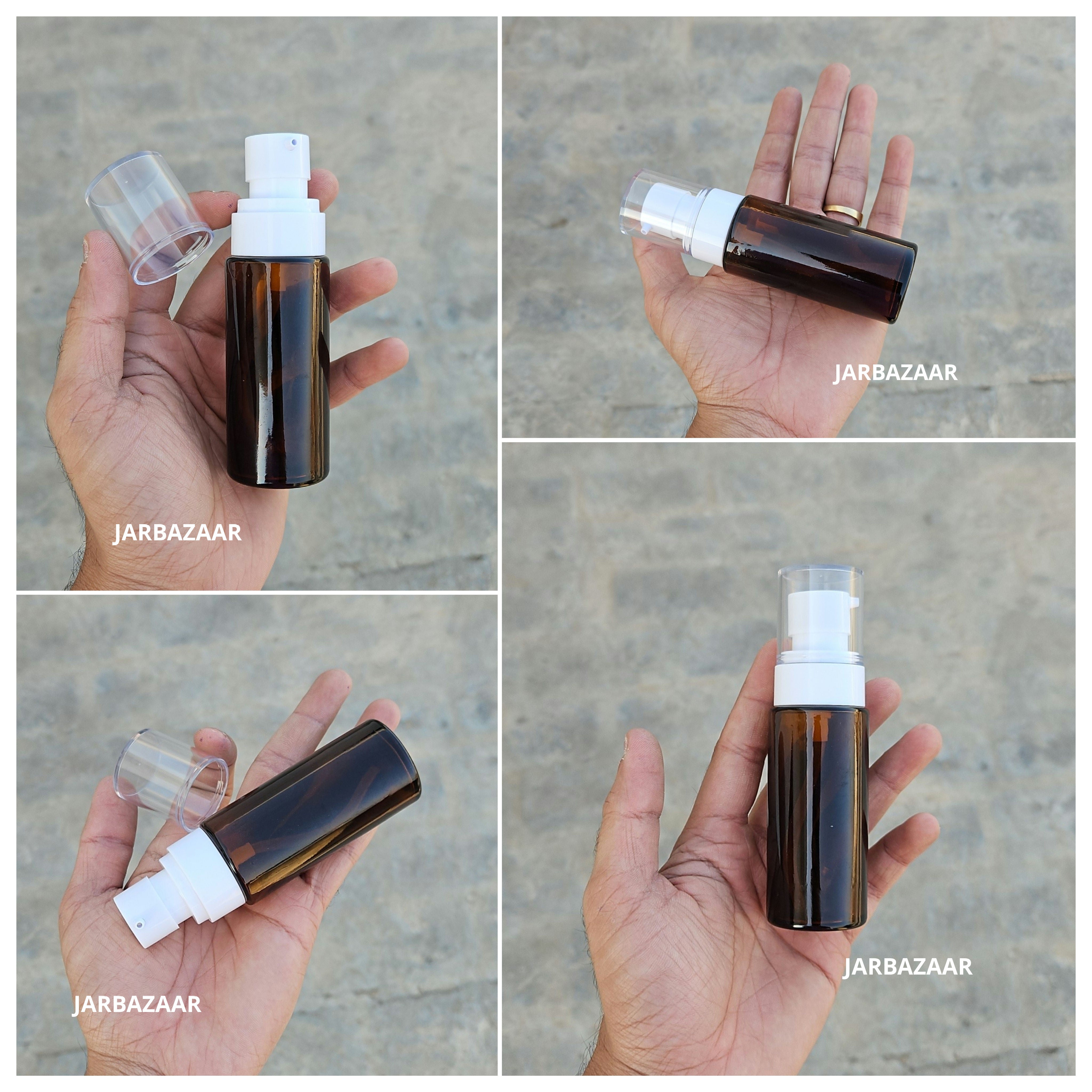 50 ML Amber Flat Shoulder Glass Bottle (NHR SERUM PUMP)