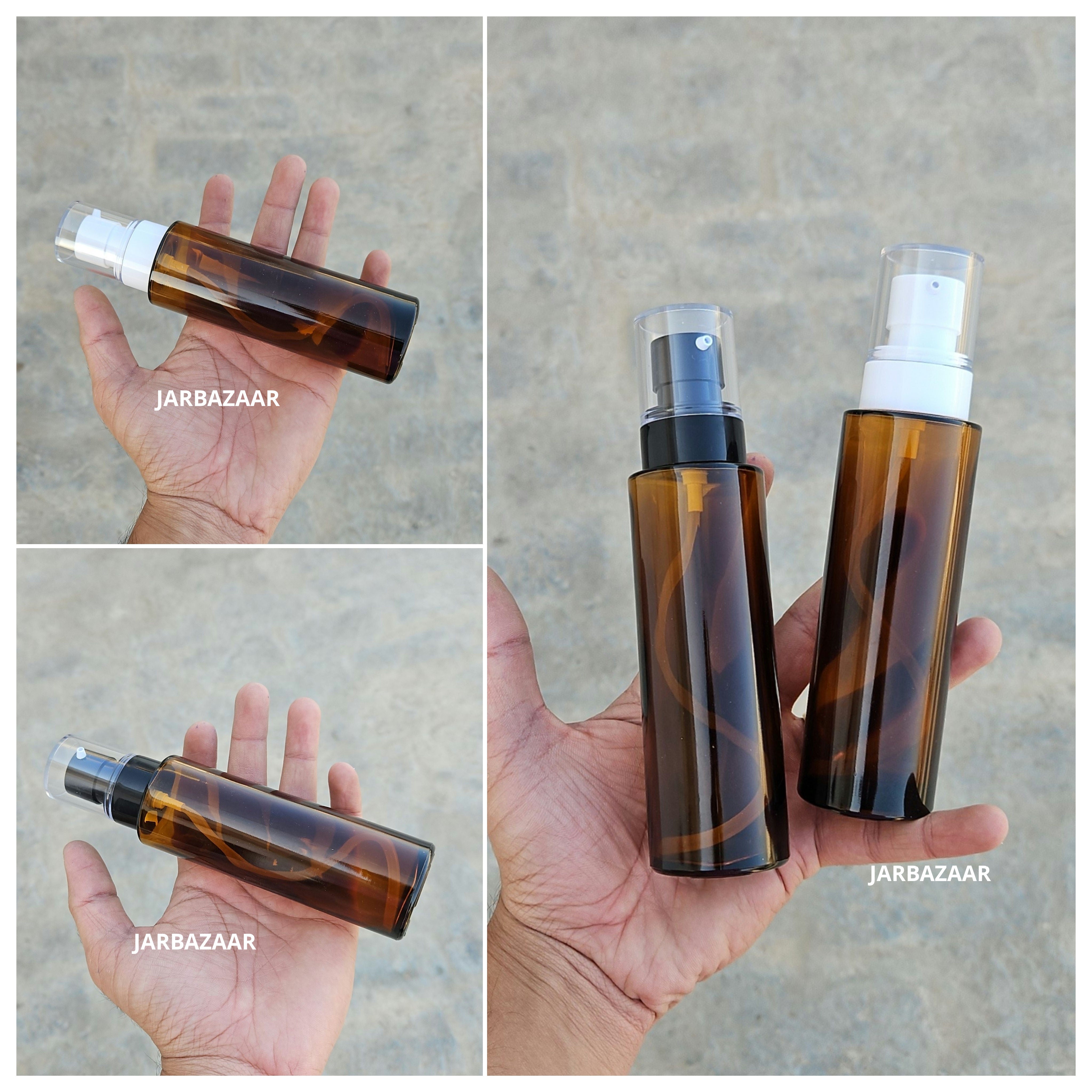 100 ML Amber Flat Shoulder Glass Bottle (NHR SERUM PUMP)