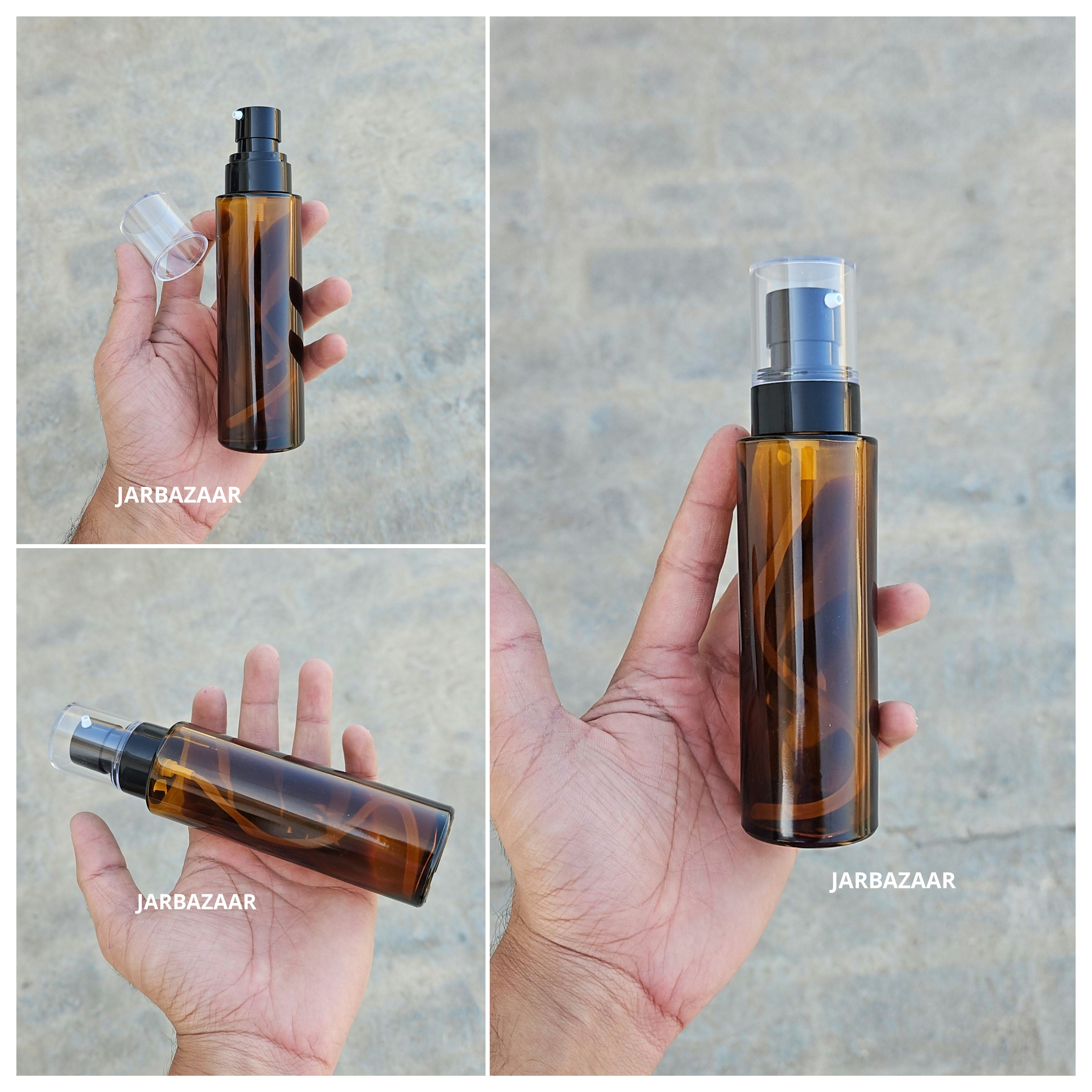 100 ML Amber Flat Shoulder Glass Bottle (NHR SERUM PUMP)