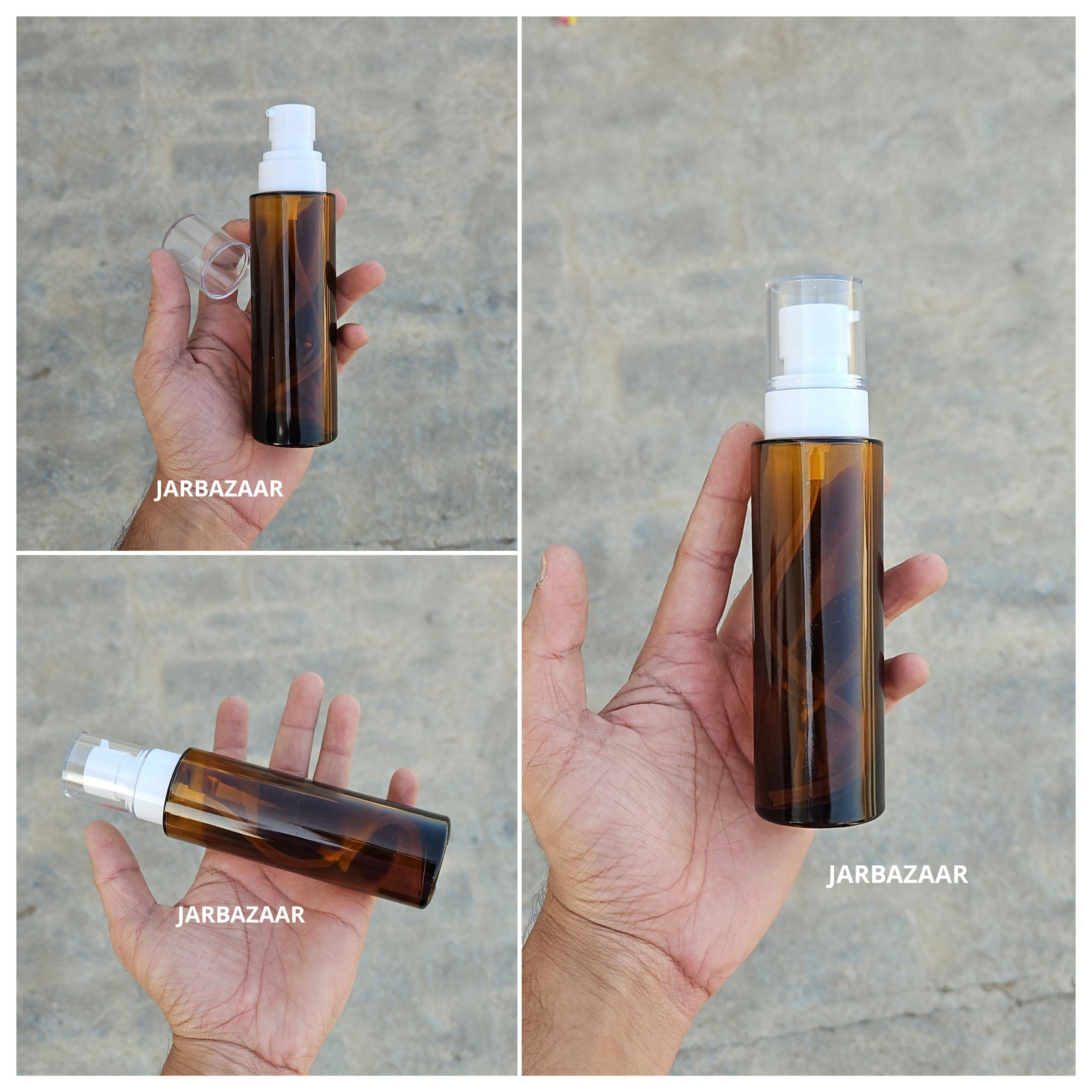 100 ML Amber Flat Shoulder Glass Bottle (NHR SERUM PUMP)