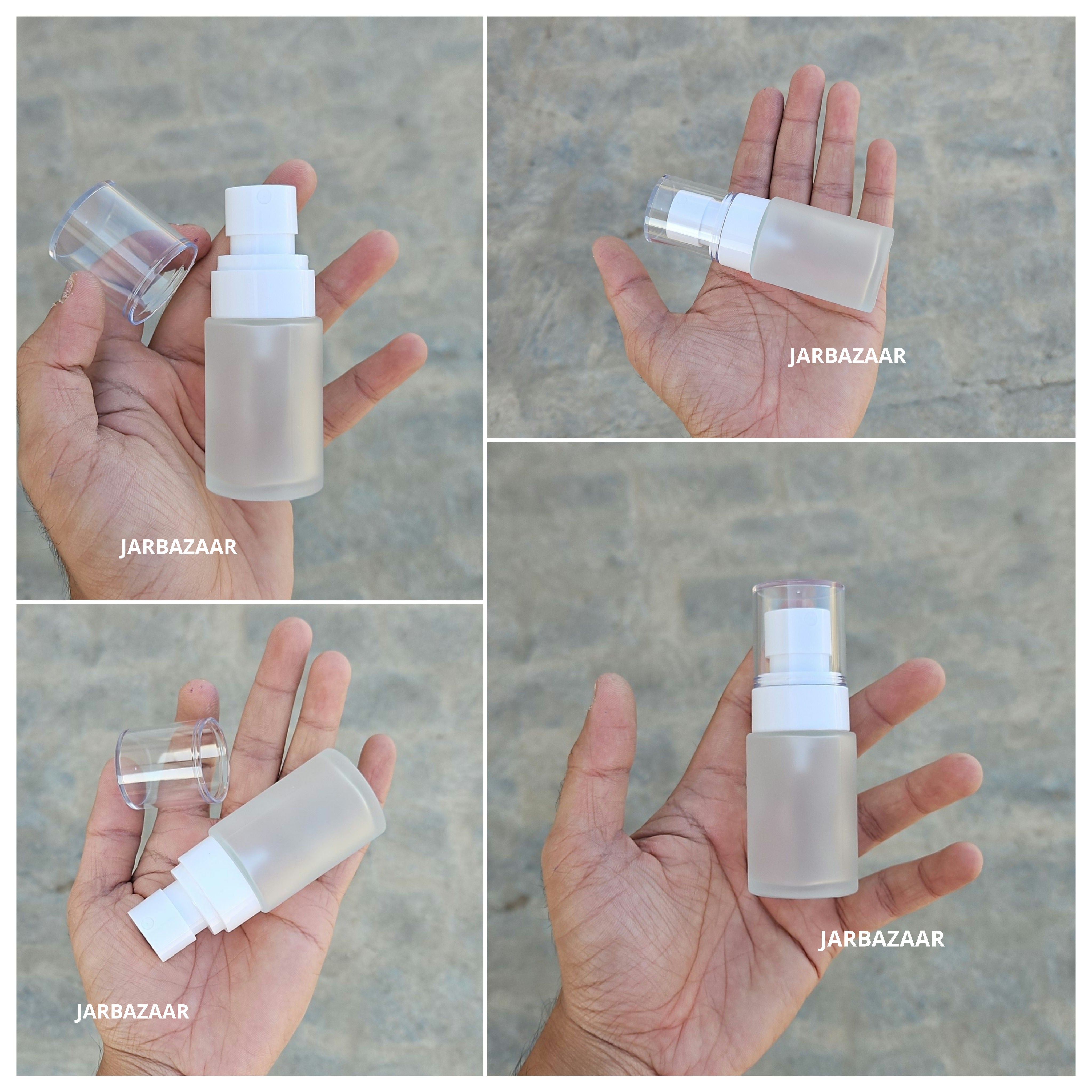 30 ML Clear Frosted Flat Shoulder Glass Bottle (NHR SPRAY PUMP)