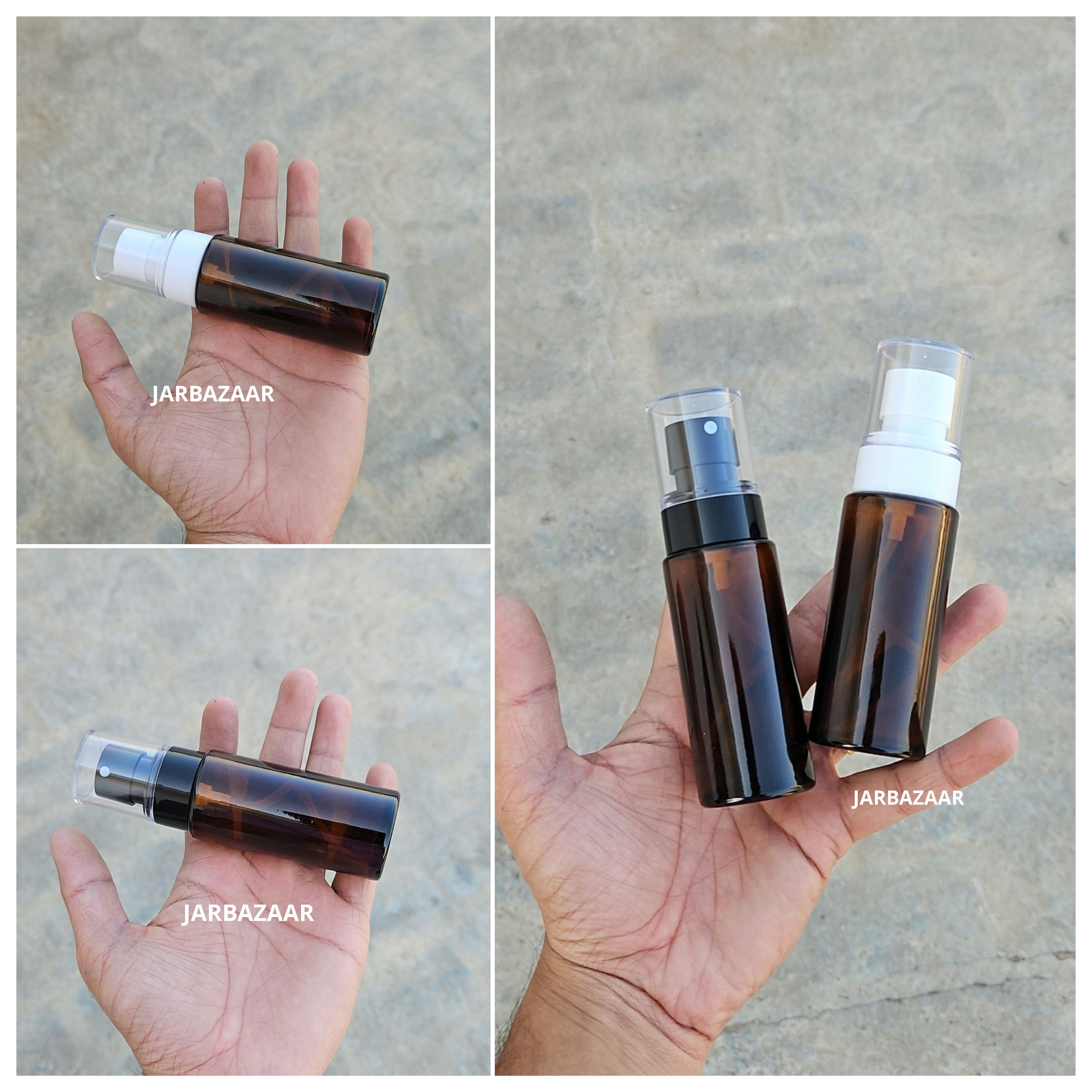 50 ML Amber Flat Shoulder Glass Bottle (NHR SPRAY PUMP)