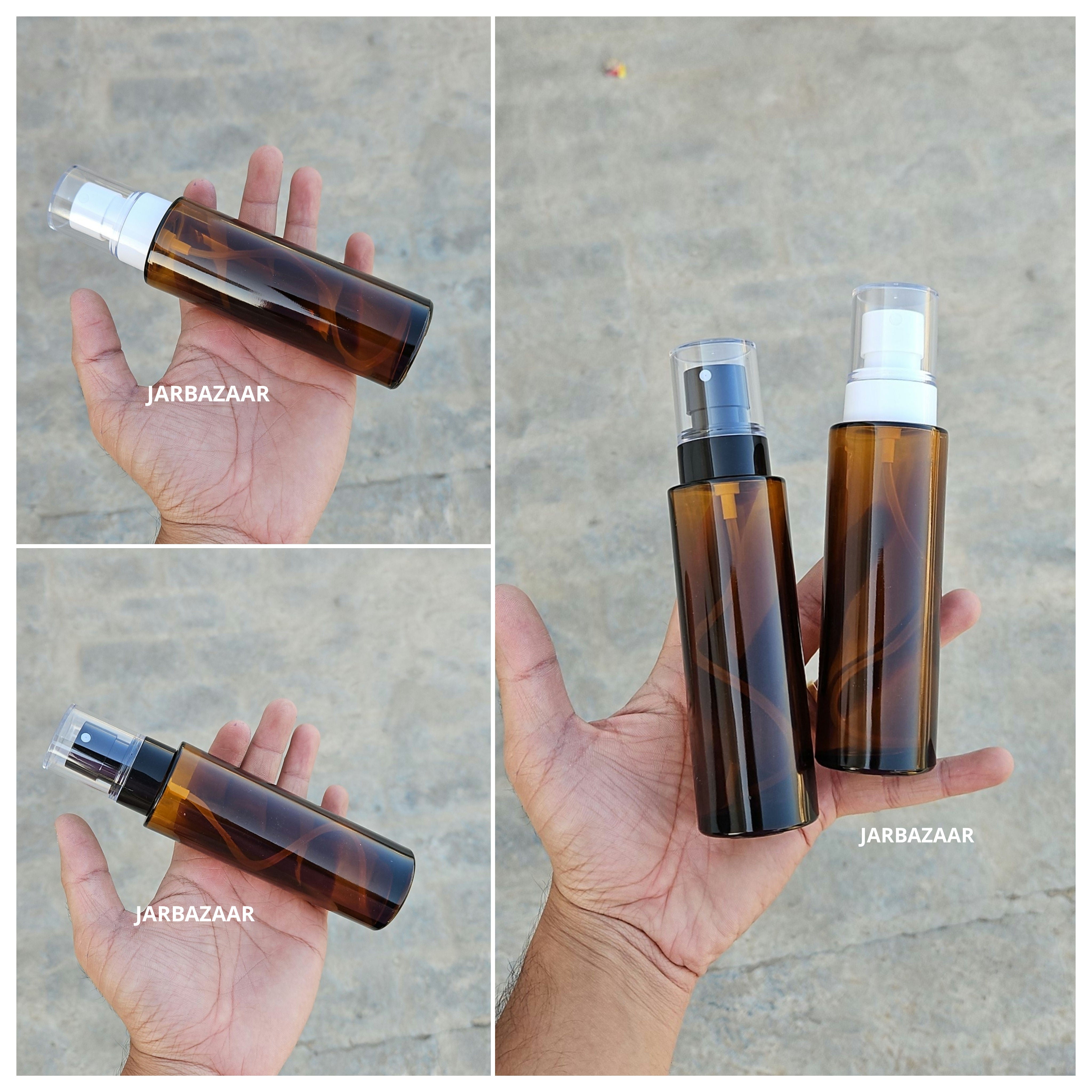 100 ML Amber Flat Shoulder Glass Bottle (NHR SPRAY PUMP)
