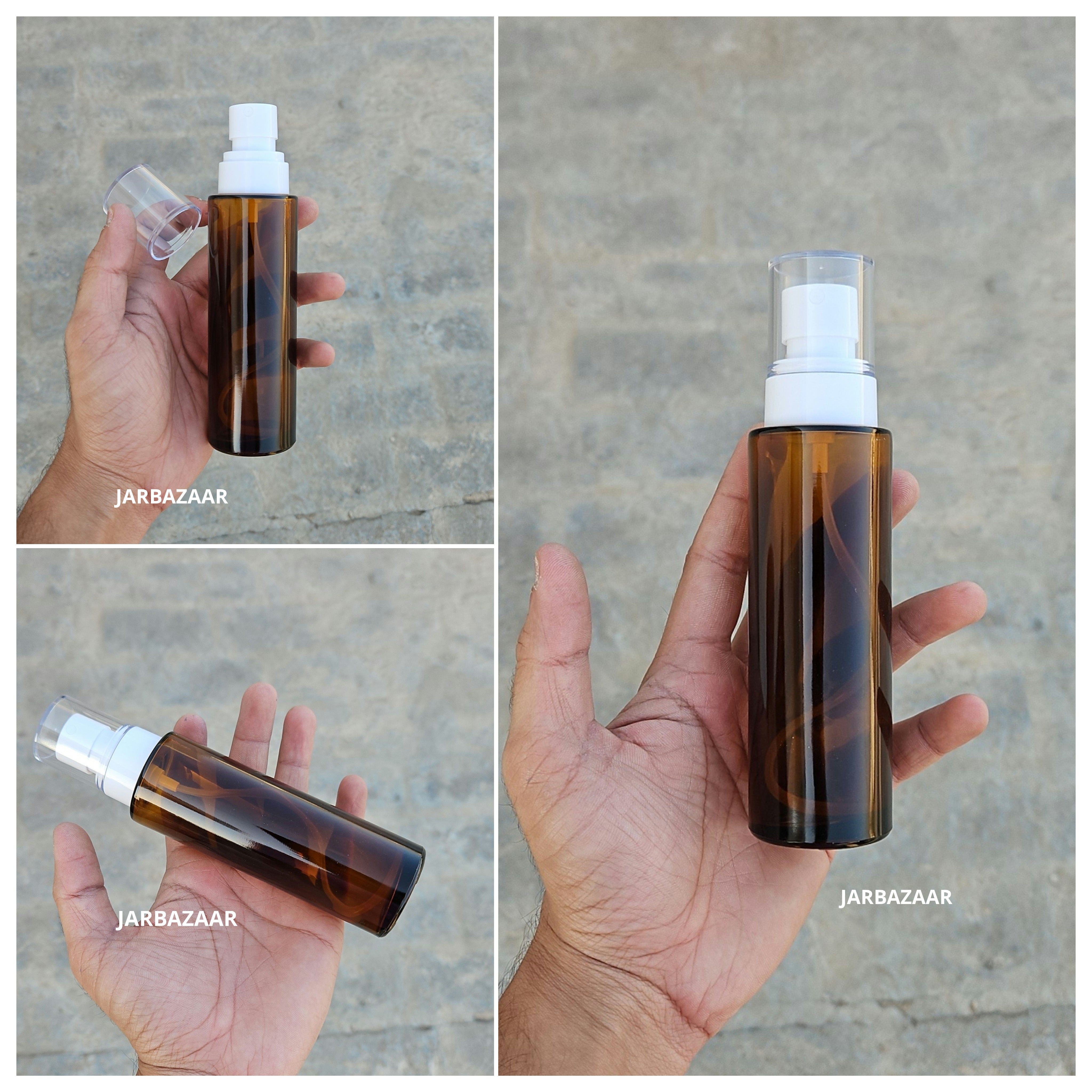 100 ML Amber Flat Shoulder Glass Bottle (NHR SPRAY PUMP)