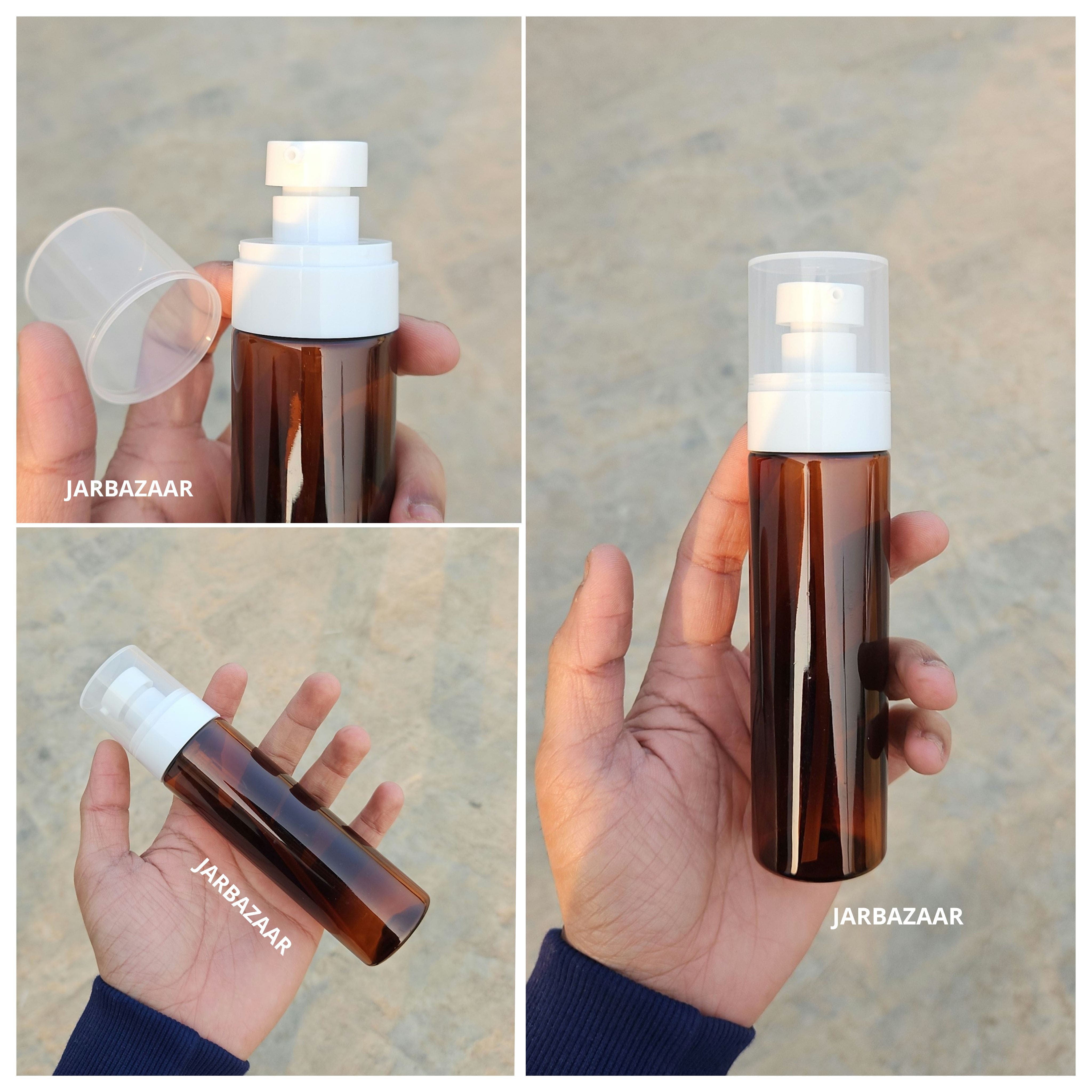 100 ML Amber Pet Bottle (With Opaque Bold Lotion Pumps)