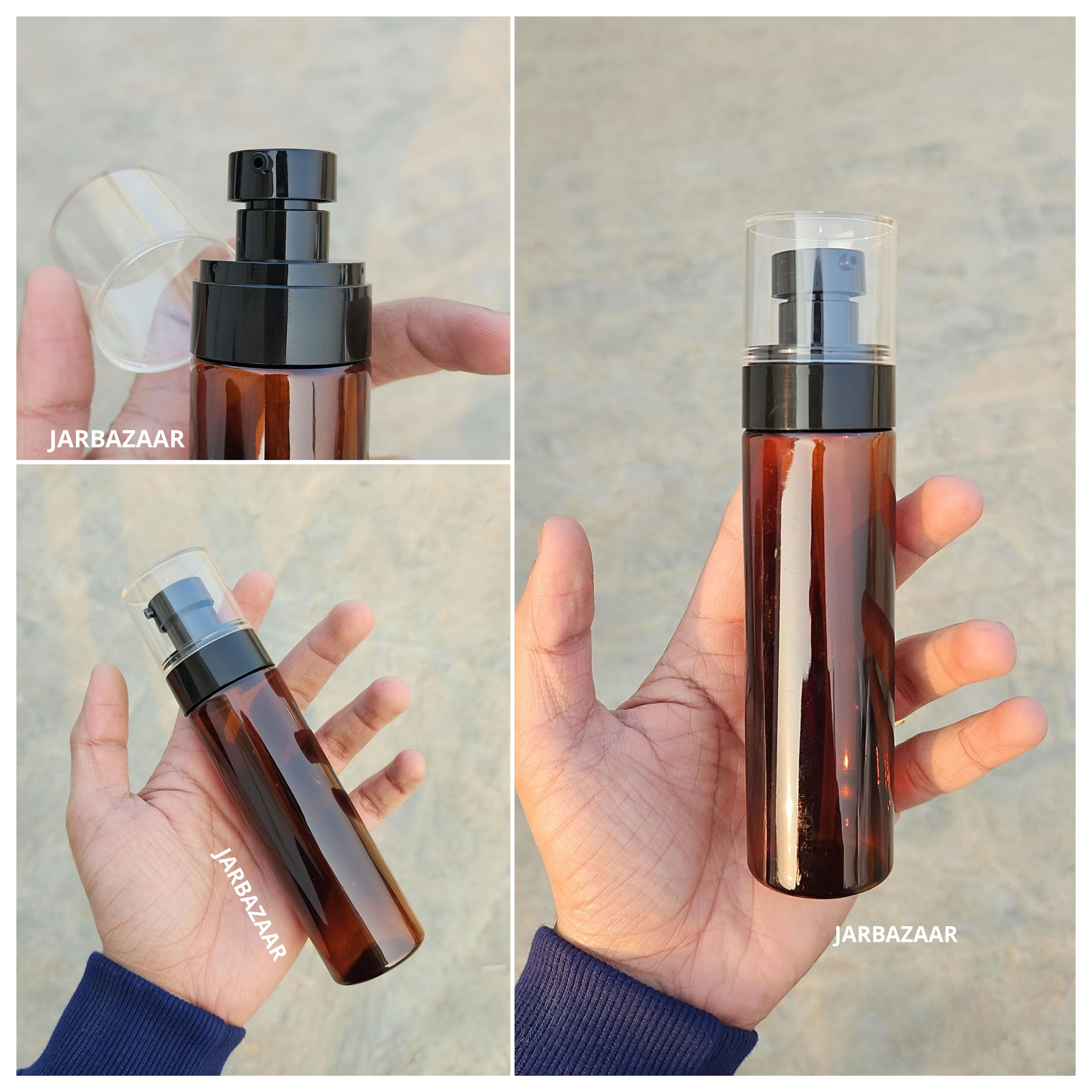 100 ML Amber Pet Bottle (With Opaque Bold Lotion Pumps)